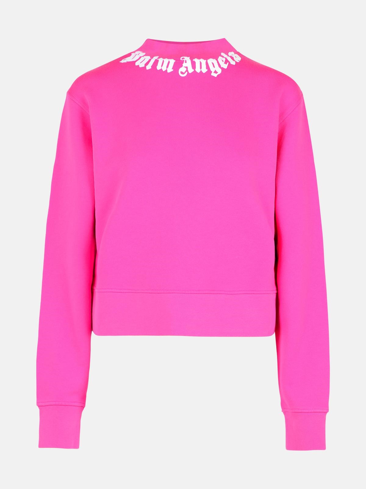 Shop Palm Angels Fuchsia Cotton Sweatshirt