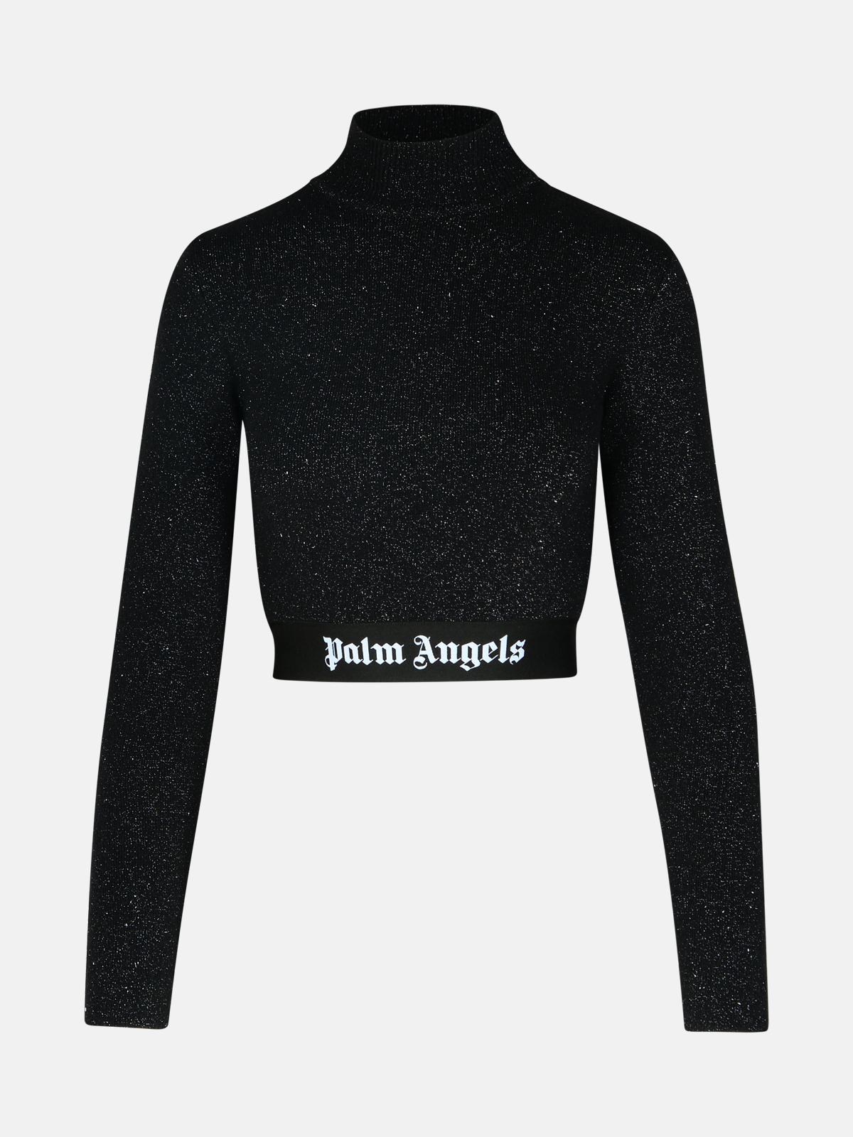 Shop Palm Angels Crop Top In Black Viscose Blend