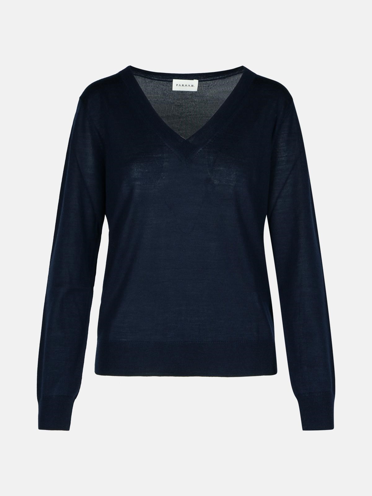 Shop P.a.r.o.s.h Blue Wool Blend Sweater