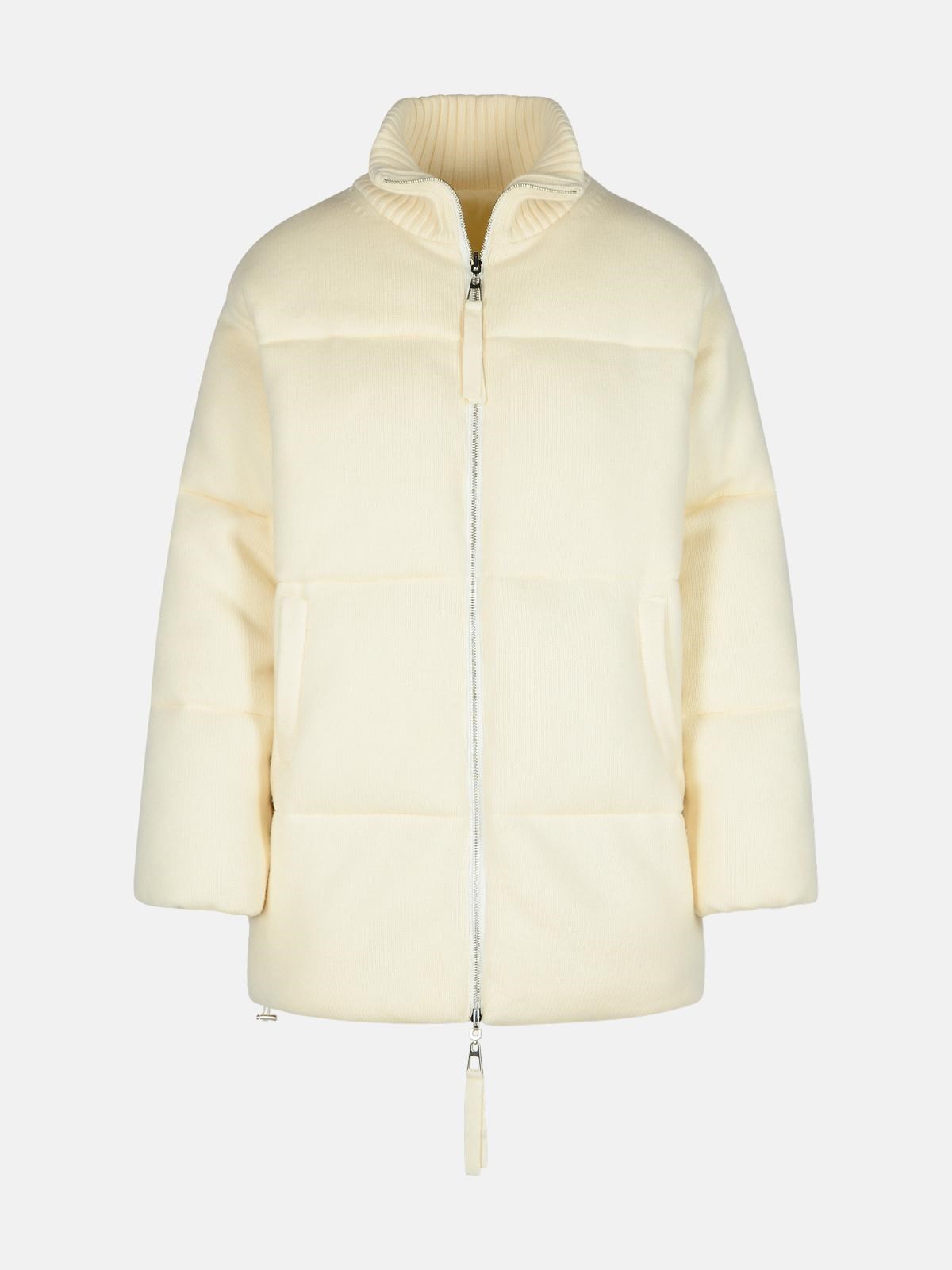 Shop P.a.r.o.s.h 'last' Cream Wool Blend Down Jacket