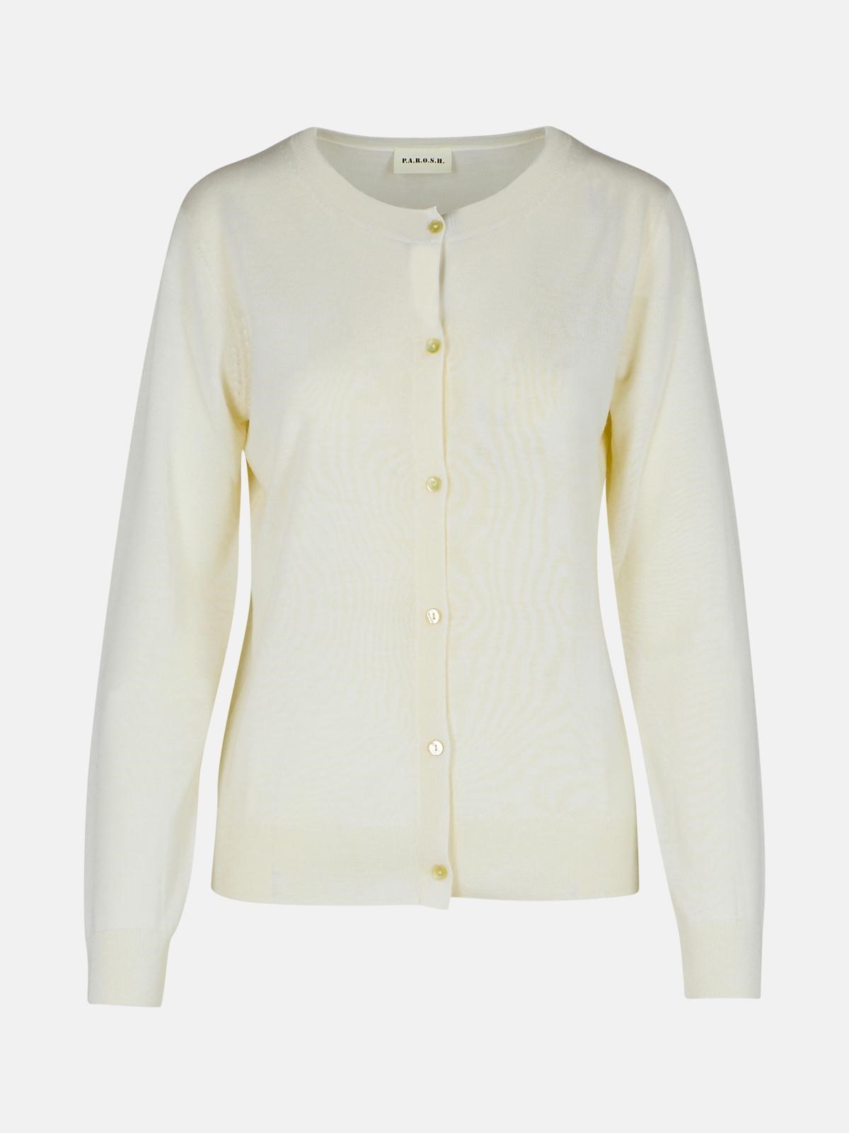 Shop P.a.r.o.s.h 'linfa' Cream Wool Blend Cardigan