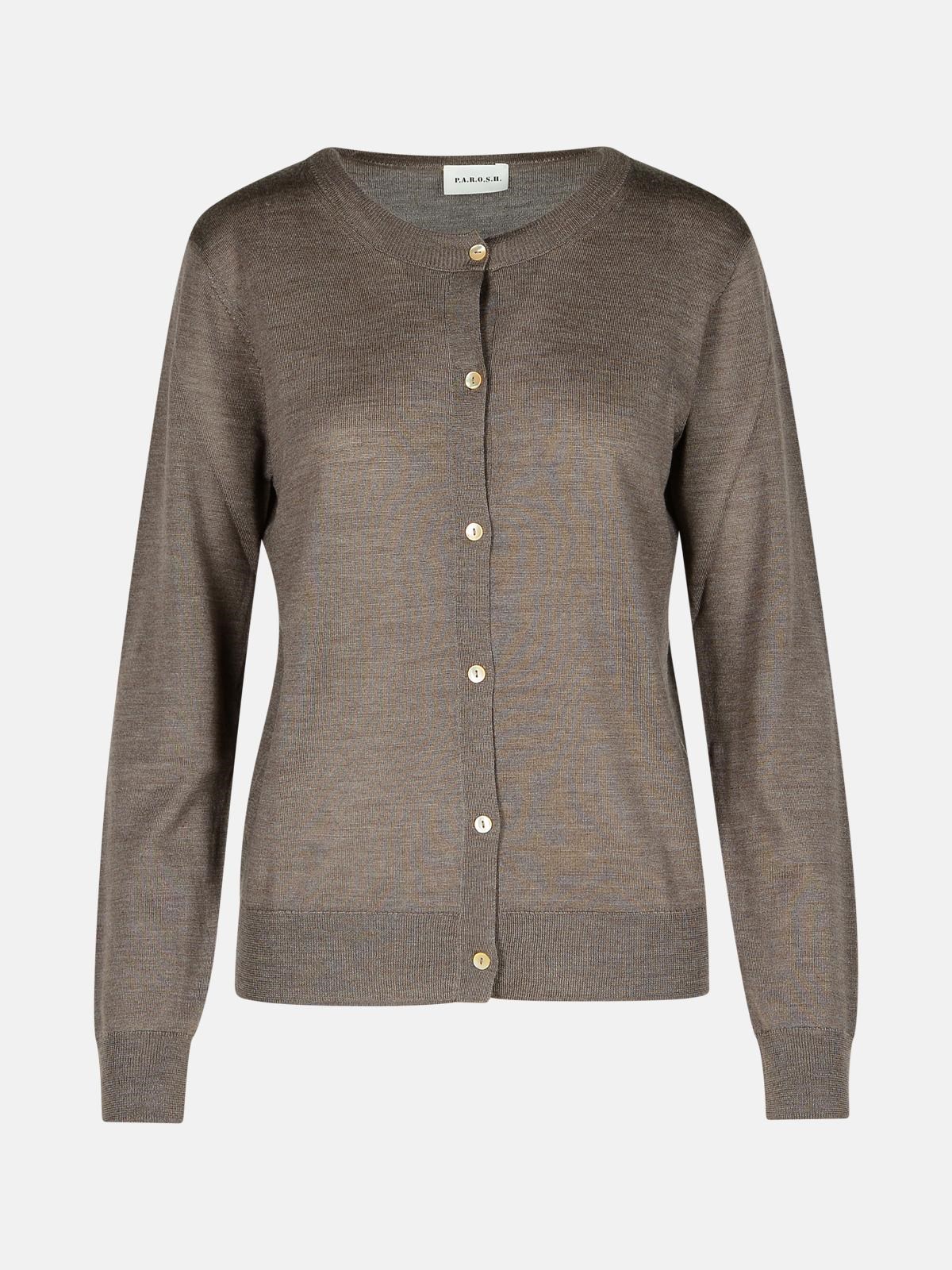 Shop P.a.r.o.s.h 'linfa' Brown Wool Blend Cardigan