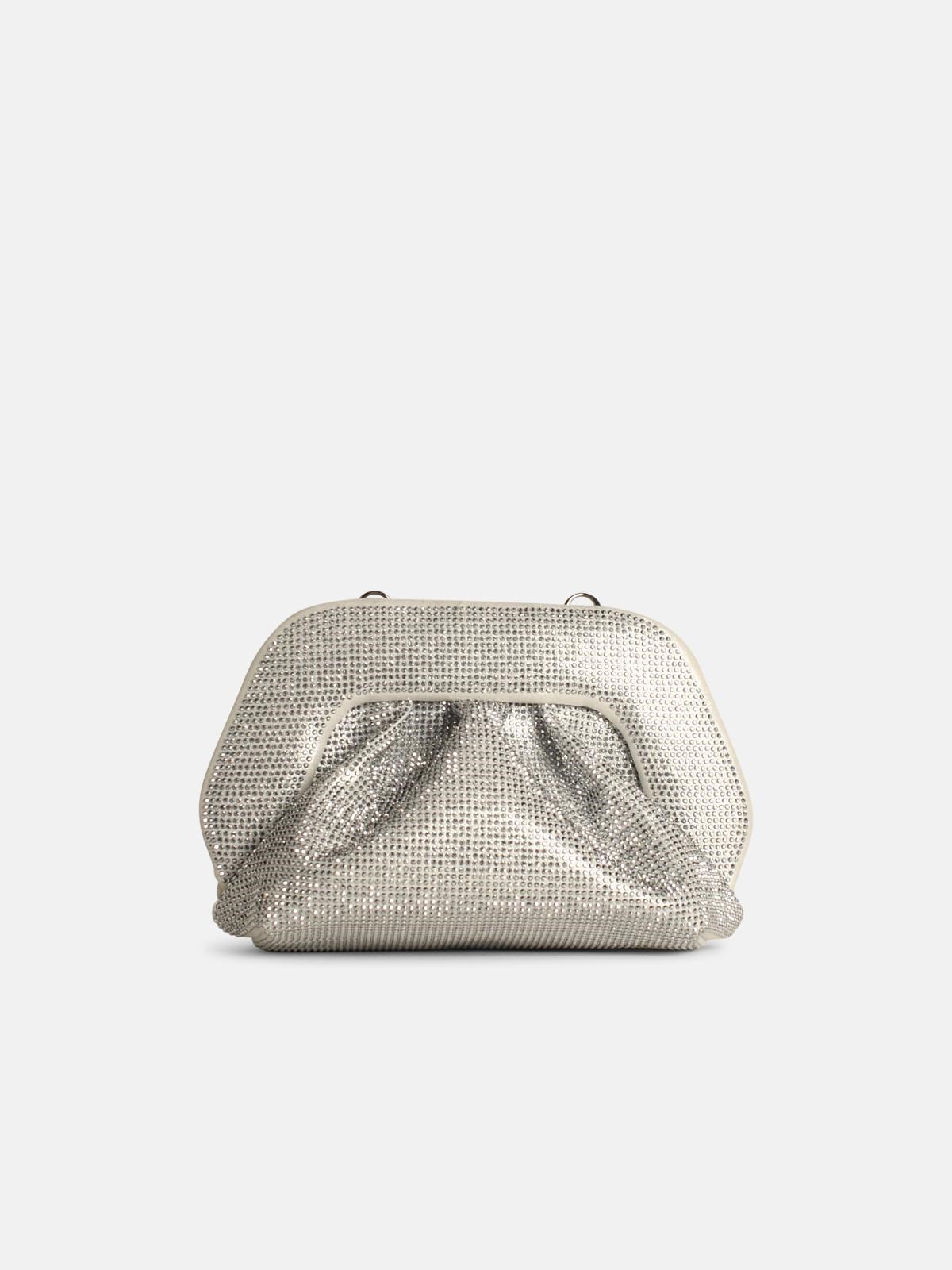Themoirè 'gea Strass' Silver Vegan Leather Bag In Silver