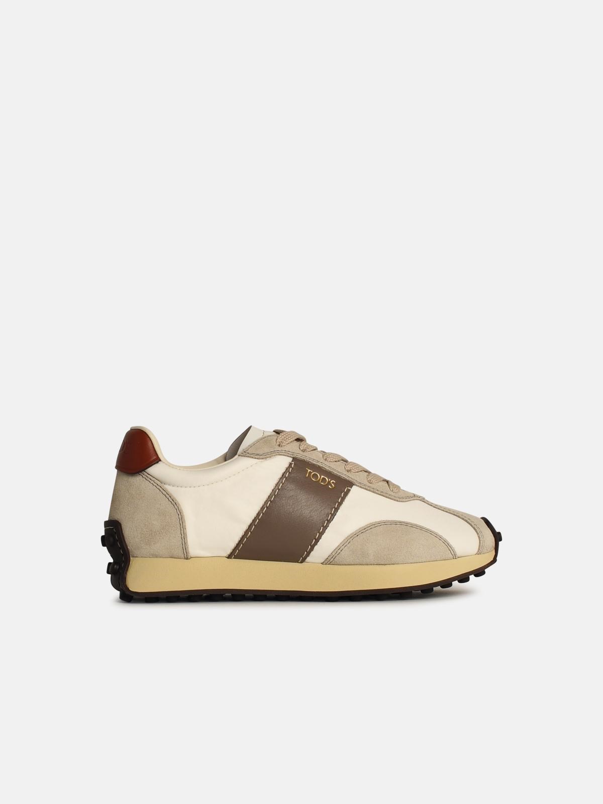 Tod's 't Vintage' Beige Leather Blend Sneakers In Beige