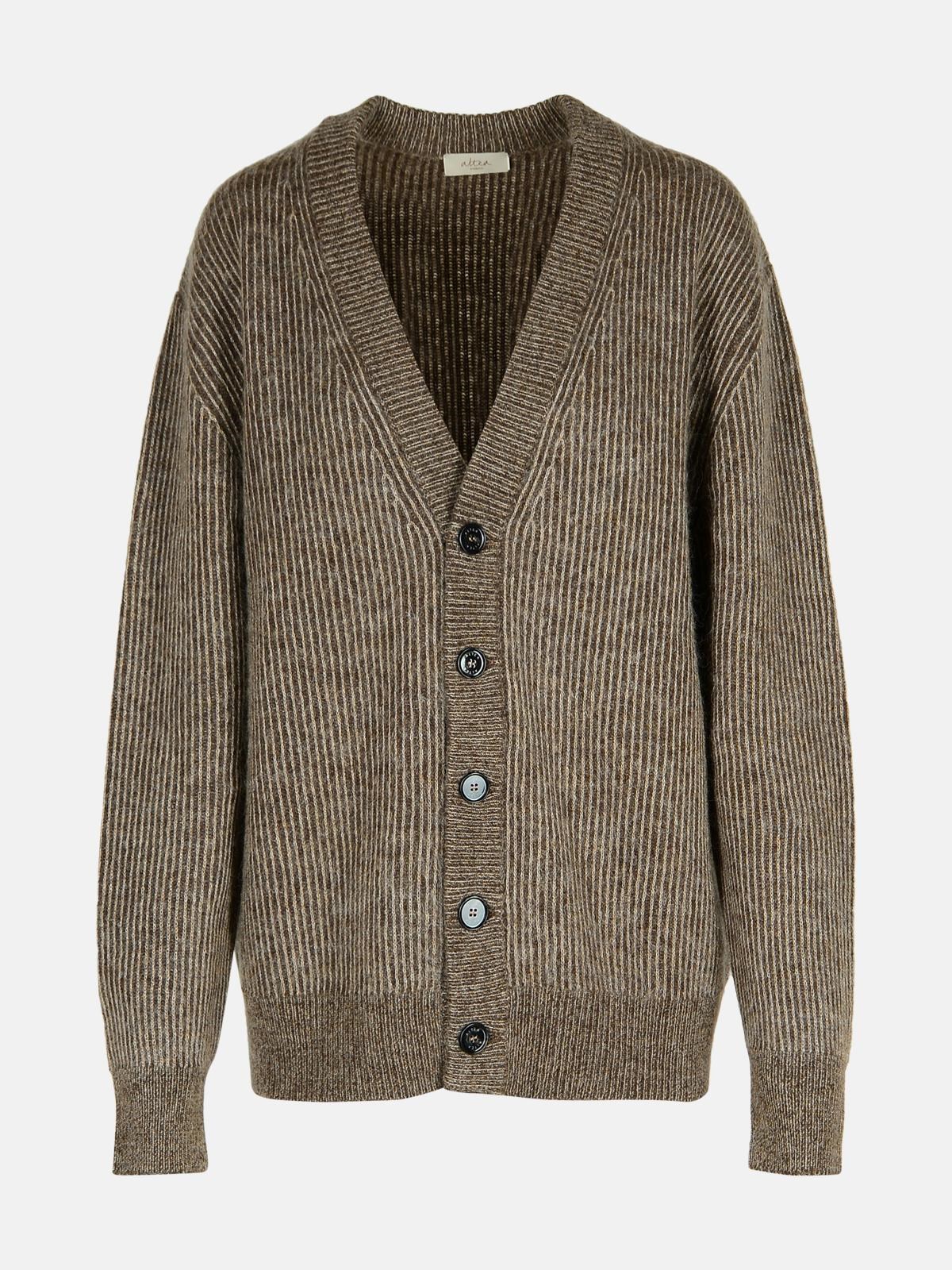 Altea Brown Wool Blend Cardigan In Brown