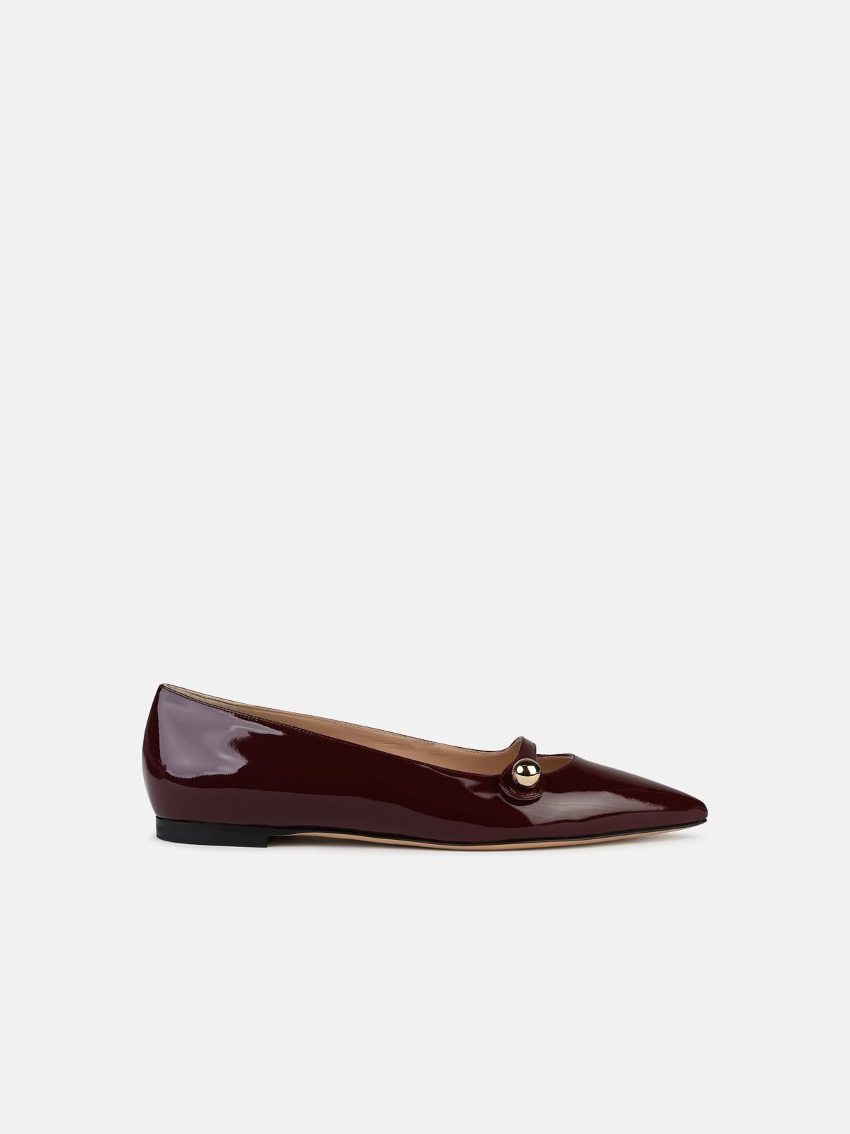 Casadei 'cleo' Burgundy Shiny Leather Ballet Flats In Brown