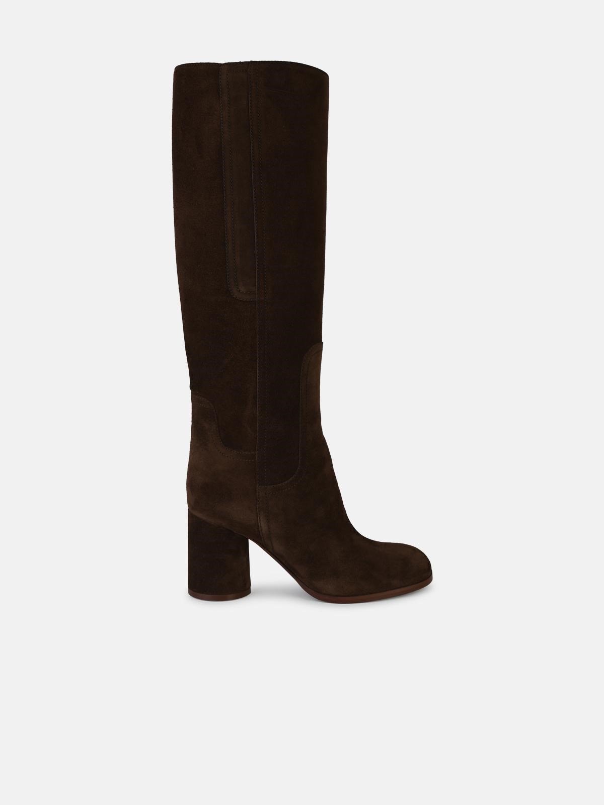 Casadei 'cleo' Brown Suede Boots In Brown