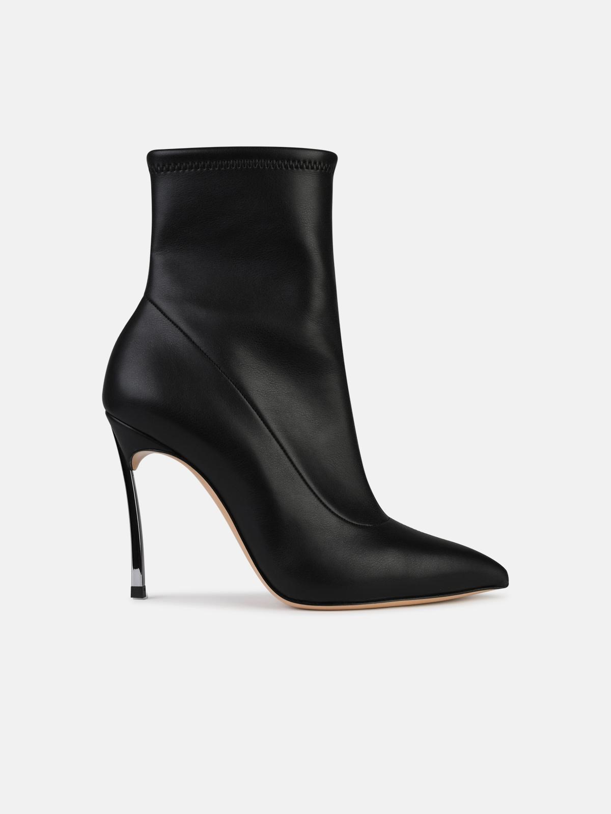 Shop Casadei 'blade' Black Matt Leather Ankle Boots