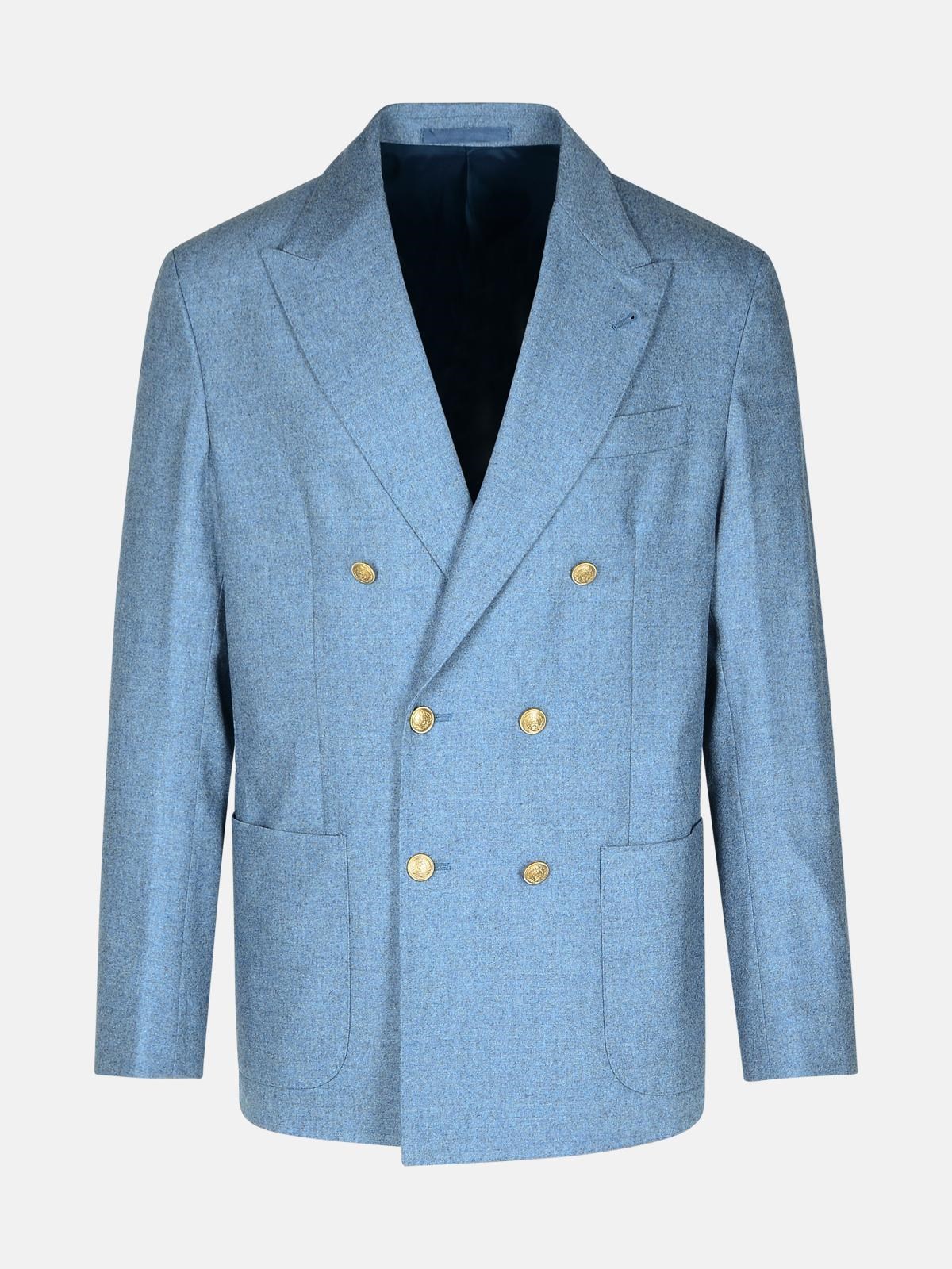 ELEVENTY LIGHT BLUE WOOL AND CASHMERE BLEND BLAZER 