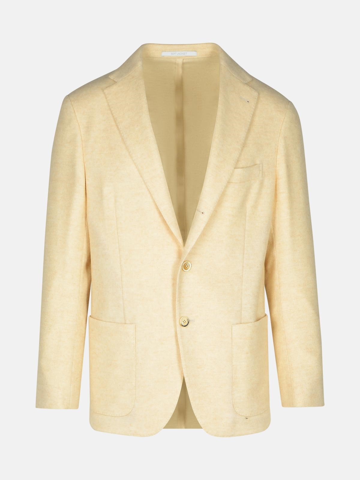 Shop Eleventy Blazer In Cream Wool And Cashmere Blend