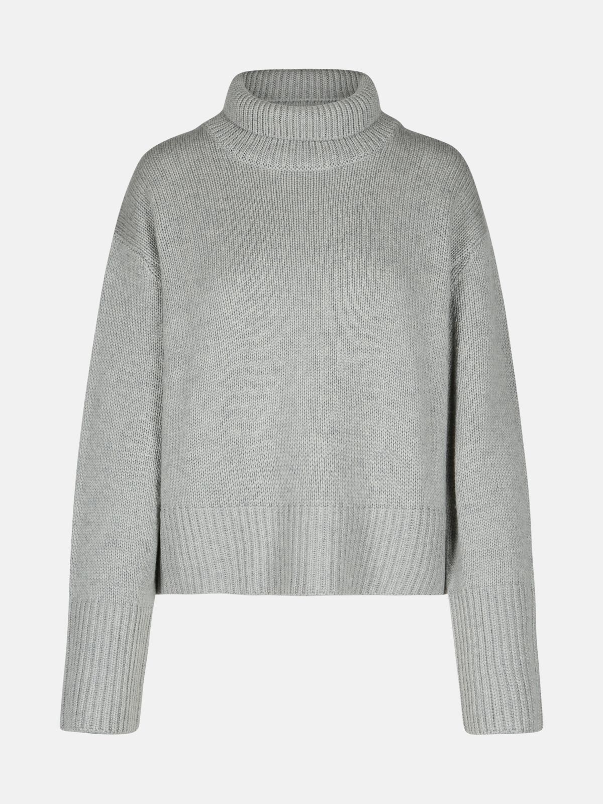 Shop Lisa Yang 'fleur' Grey Cashmere Turtleneck Sweater