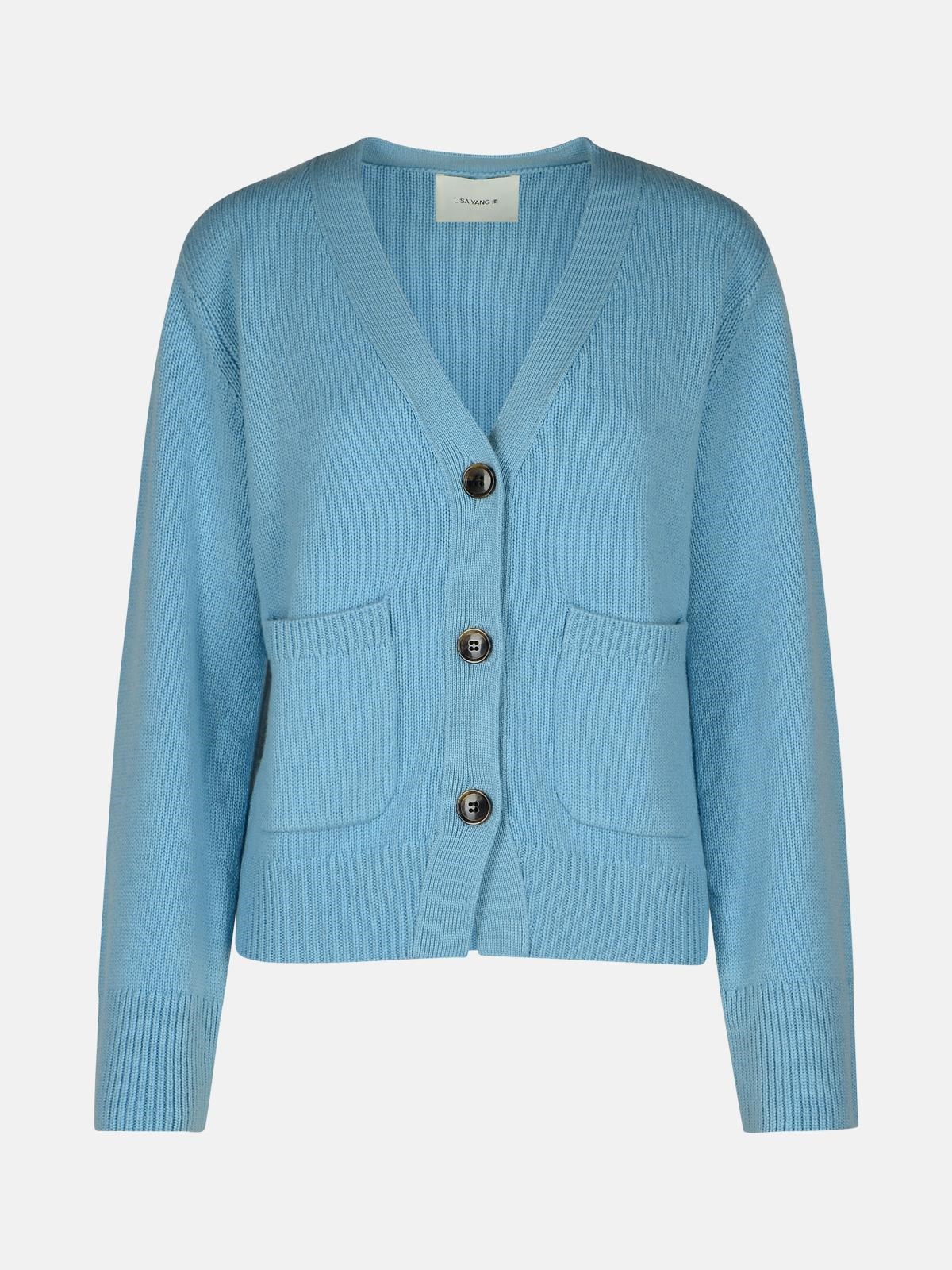 Shop Lisa Yang 'danni' Light Blue Cashmere Cardigan