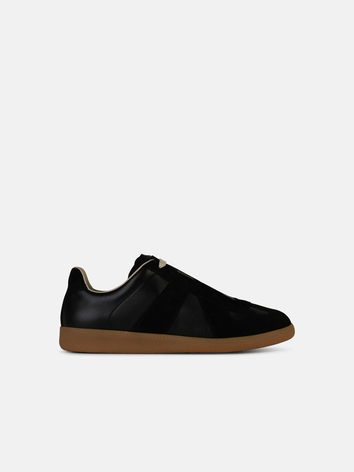 MAISON MARGIELA Black Leather Low Replica Sneakers
