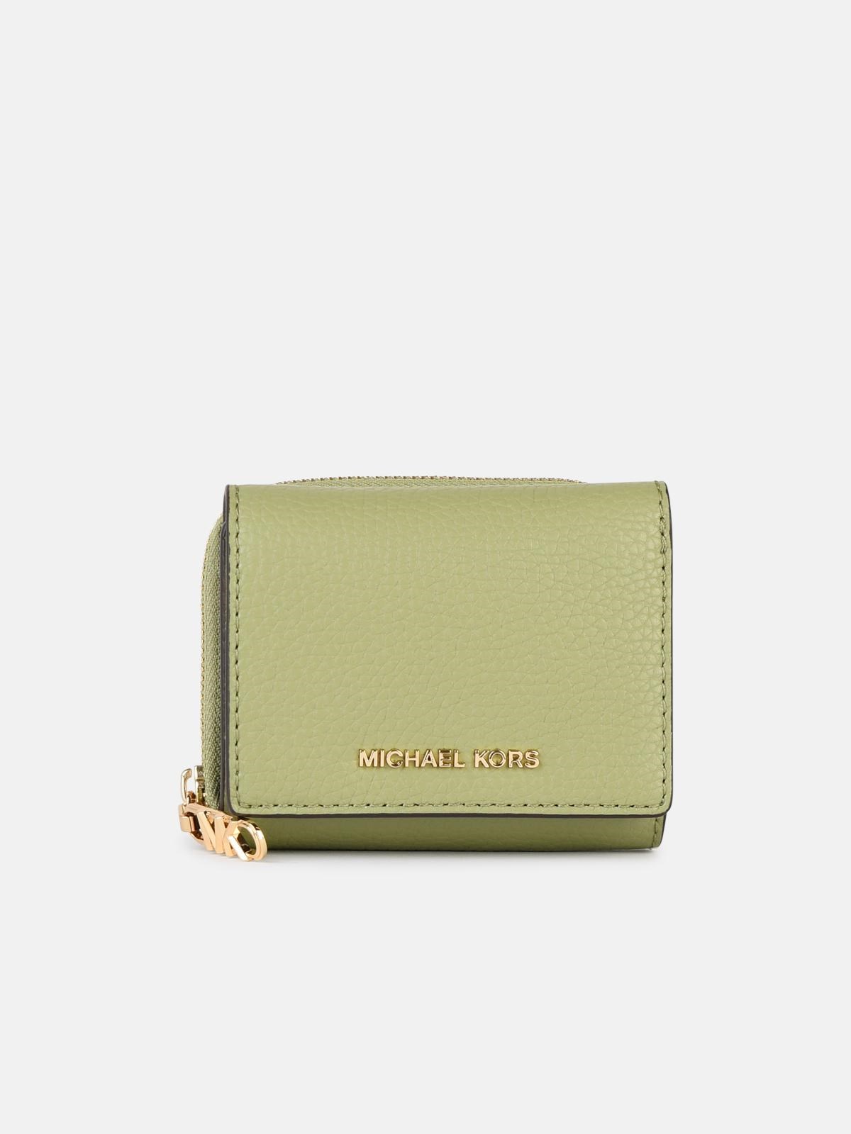 Michael Michael Kors 'billfold' Beige Leather Wallet In Green