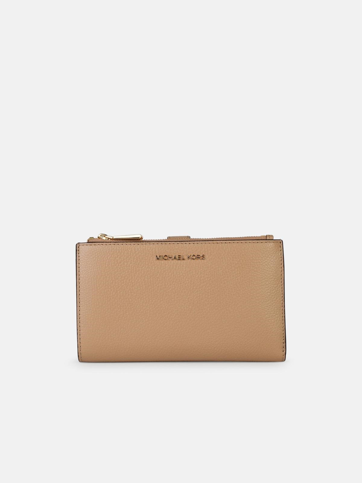 Shop Michael Michael Kors Jet Set' Leather Wallet Nude In Beige