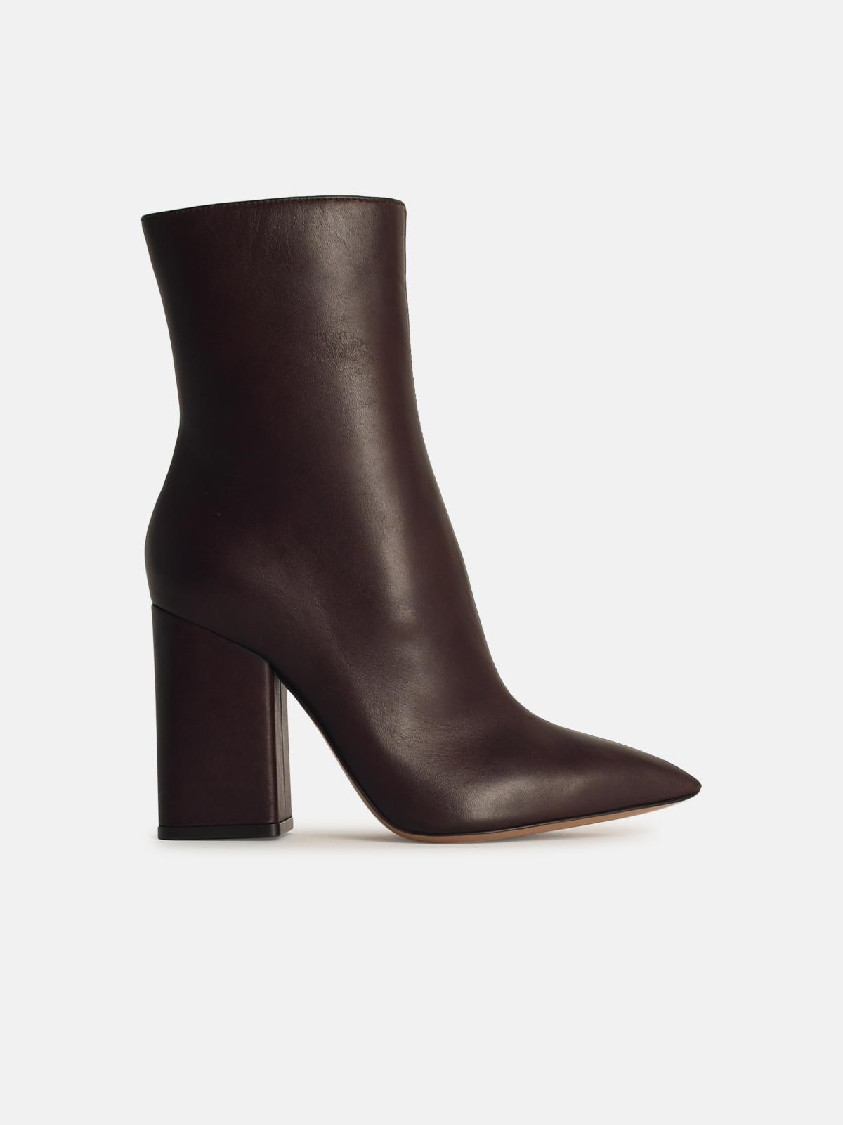 PARIS TEXAS 'ANJA' BROWN LEATHER ANKLE BOOTS 