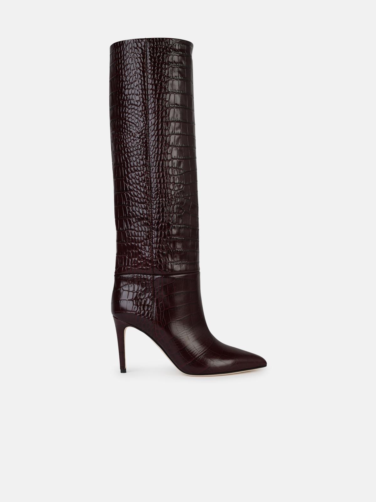 Paris Texas 'stiletto 85' Burgundy Leather Boots In Black