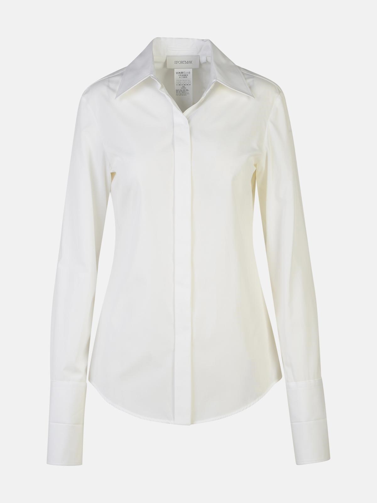 Shop Sportmax 'oste' White Cotton Shirt