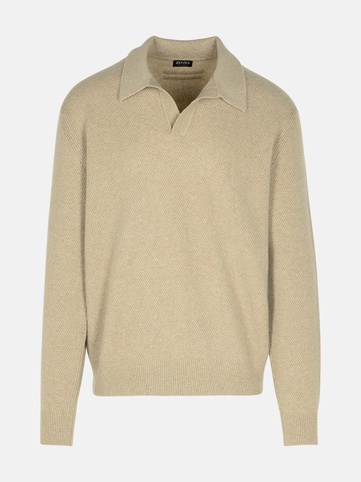 Zegna Beige Cashmere Sweater In Beige
