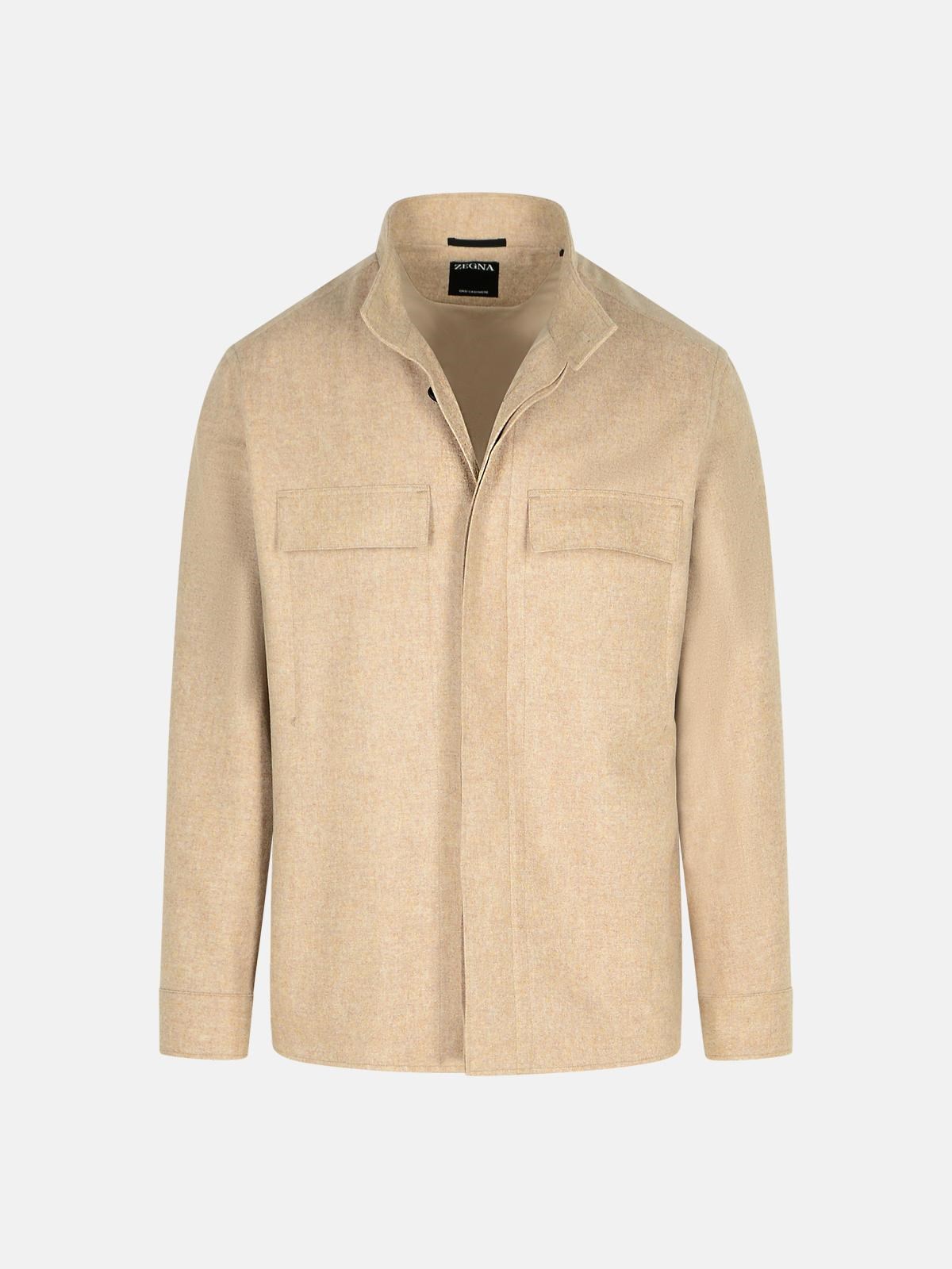 Shop Zegna Beige Cashmere Jacket