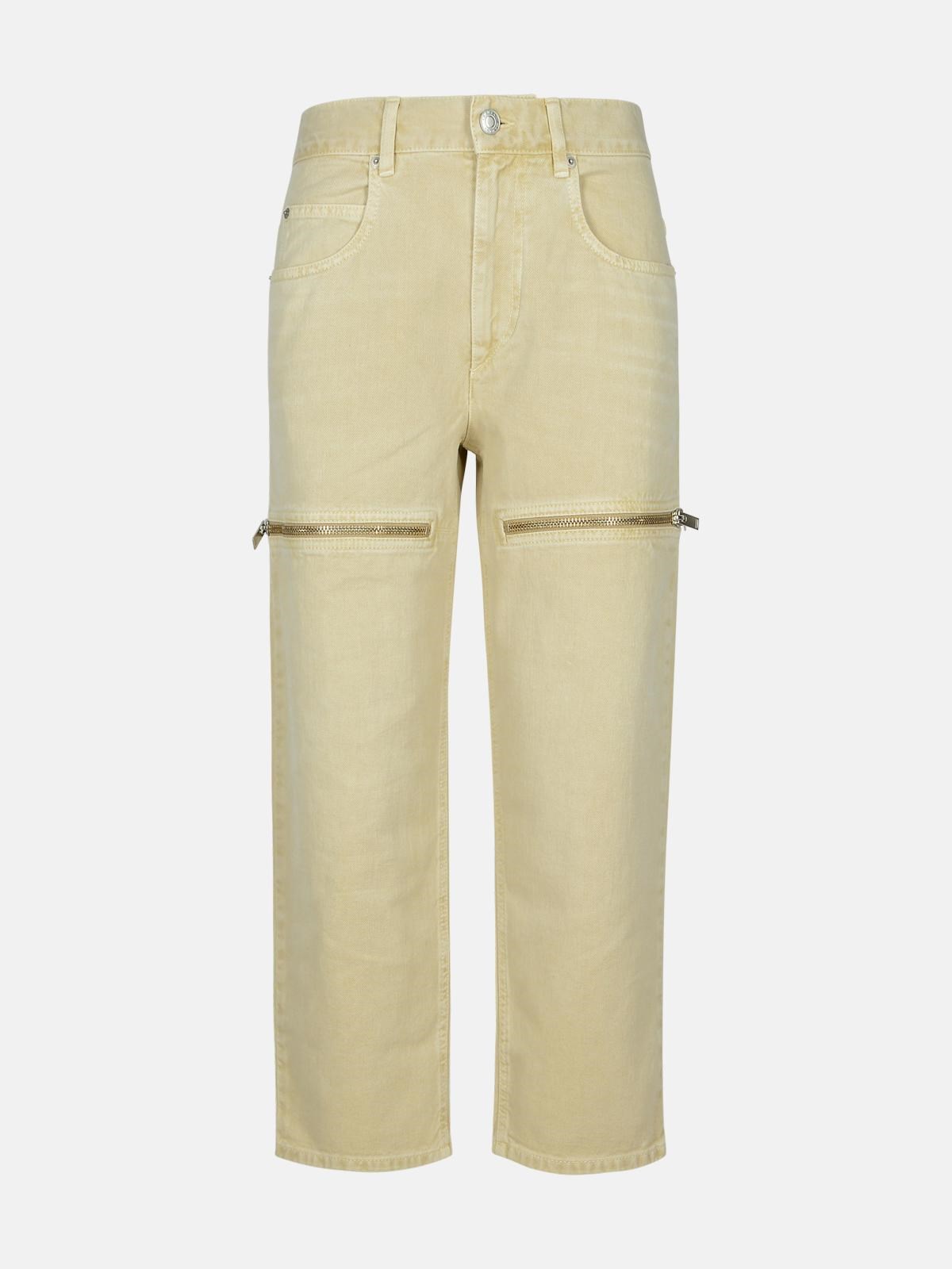 Shop Marant Etoile 'salia' Beige Cotton Jeans