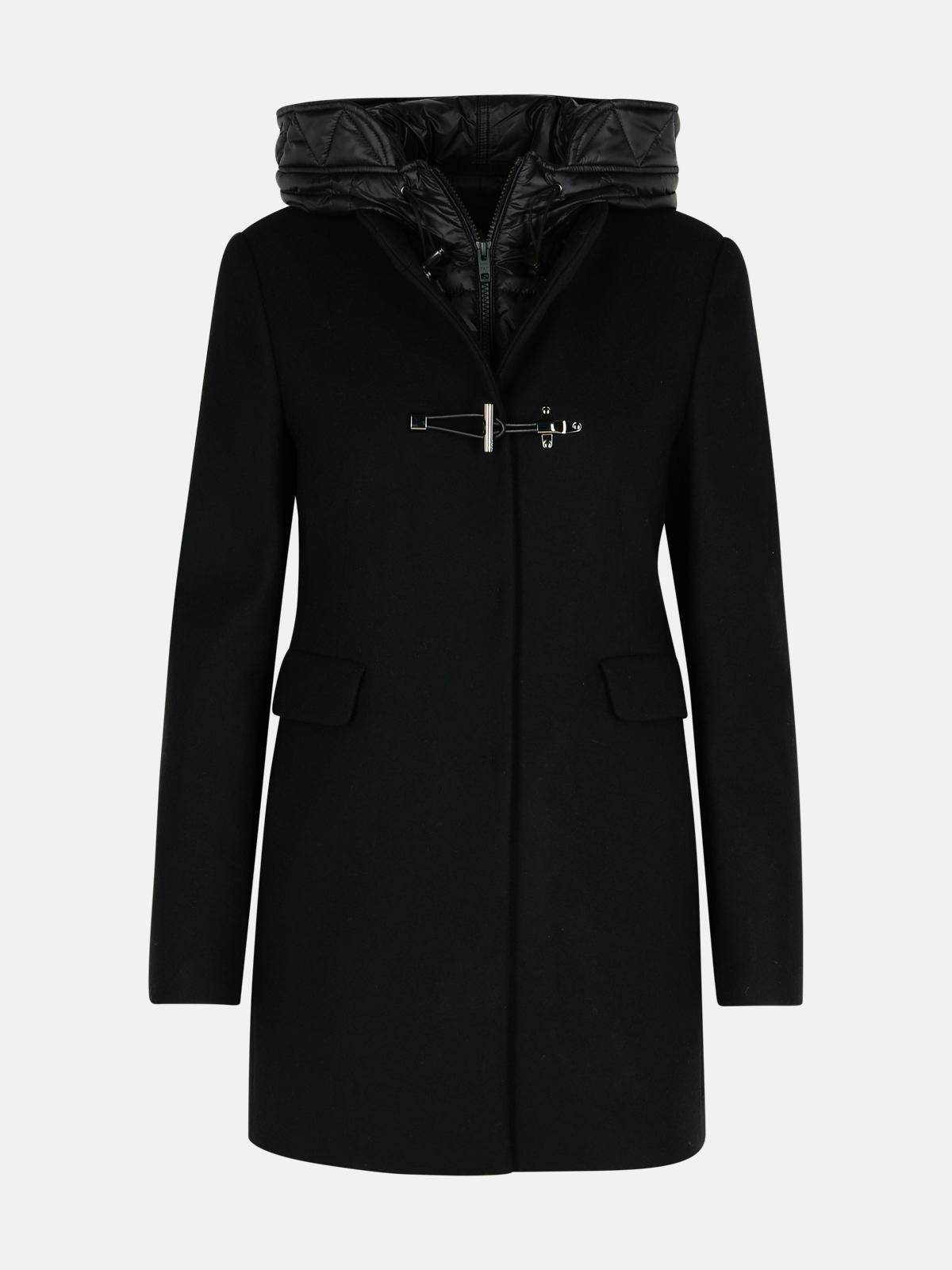 Shop Fay Black Virgin Wool Blend Coat