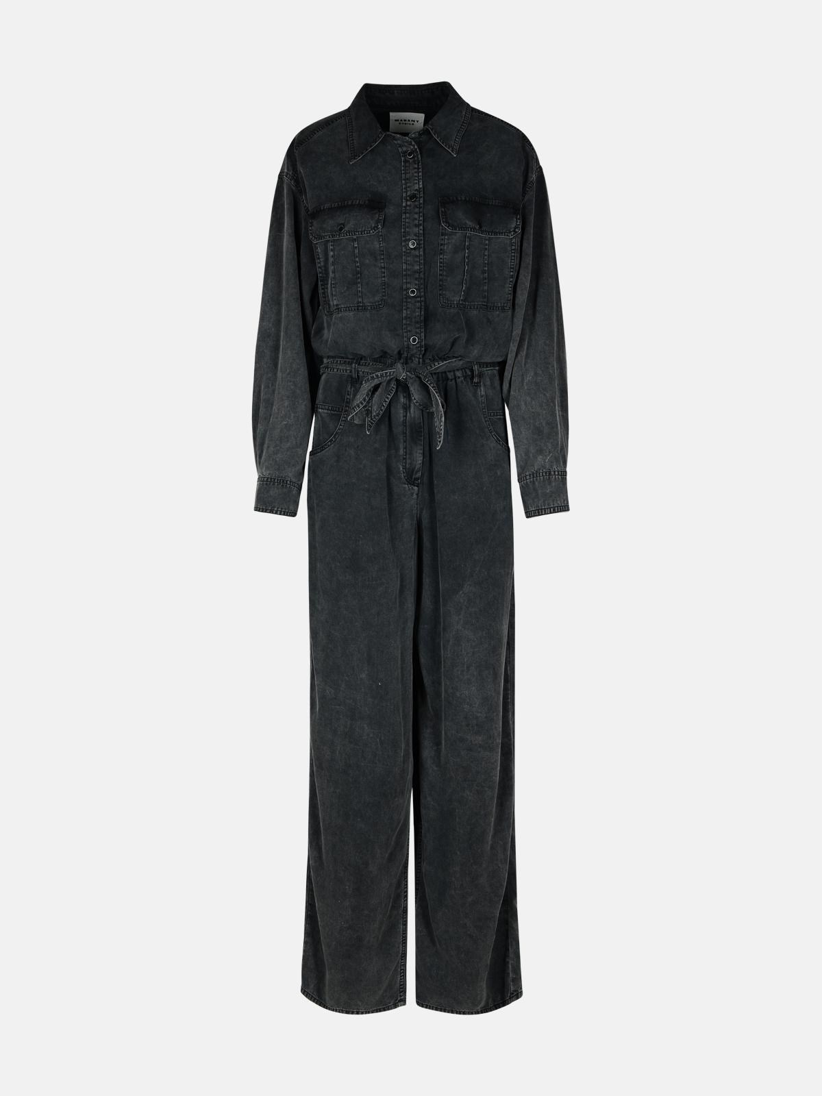 MARANT ETOILE 'PAIGE' ONE-PIECE JUMPSUIT IN BLACK LYOCELL 