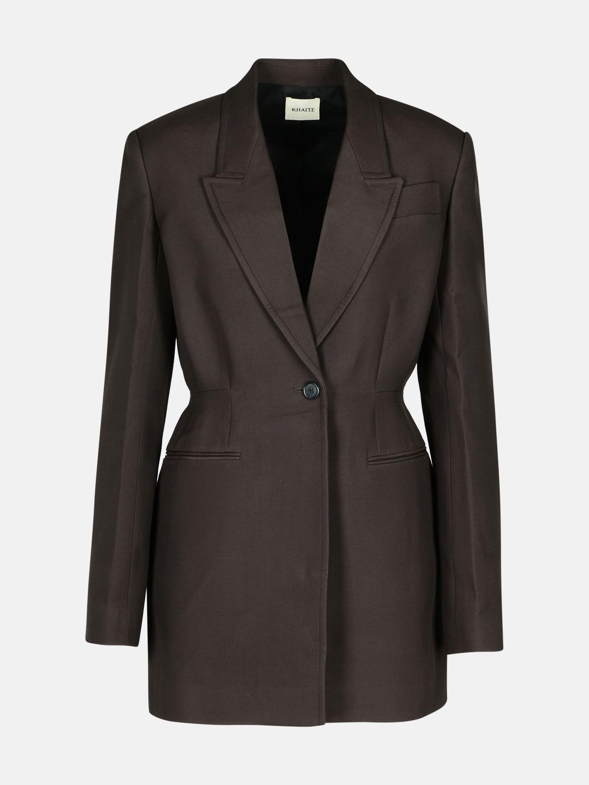 Shop Khaite 'beckett' Brown Viscose Blend Coat