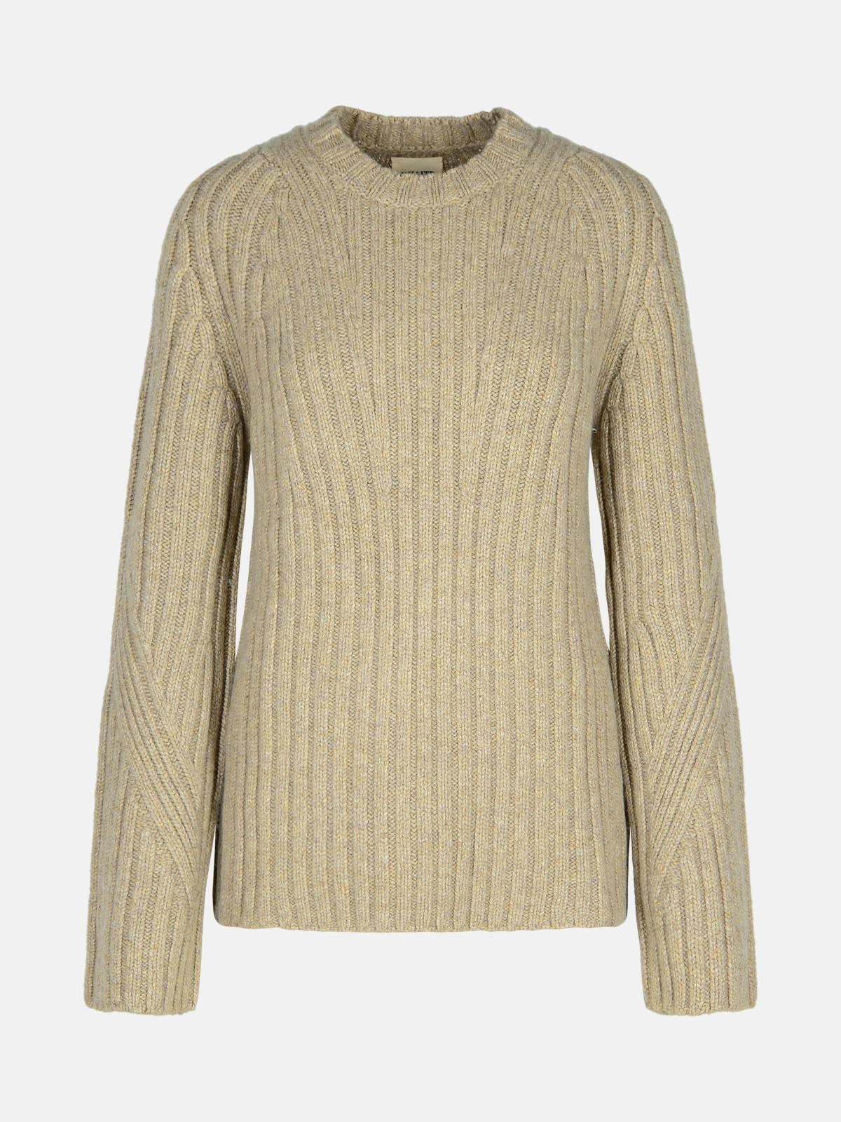 Khaite 'calvin' Crew Neck Knitted Sweater In Beige