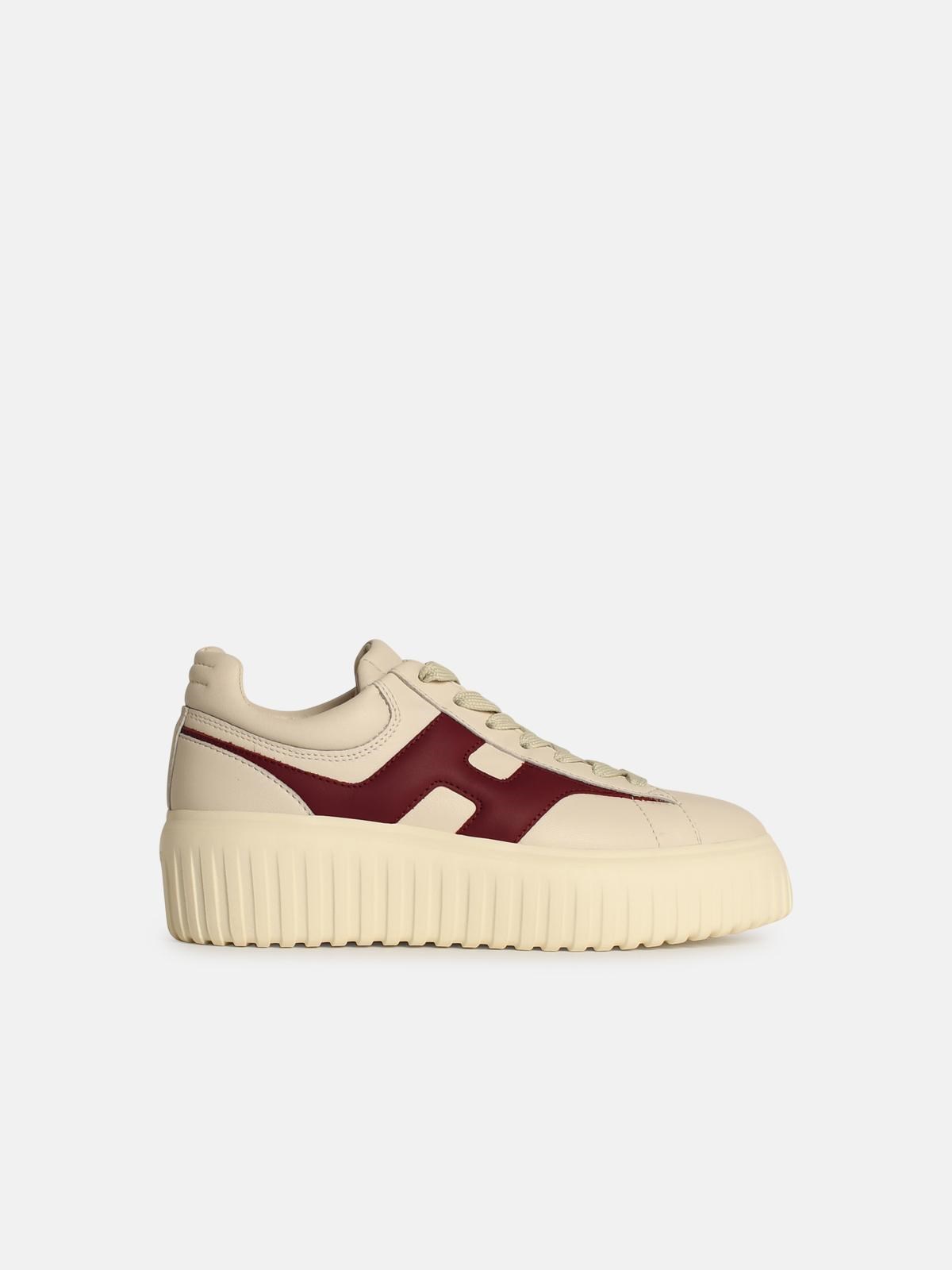 Hogan 'h Stripes' Ivory Leather Sneakers In Ivory