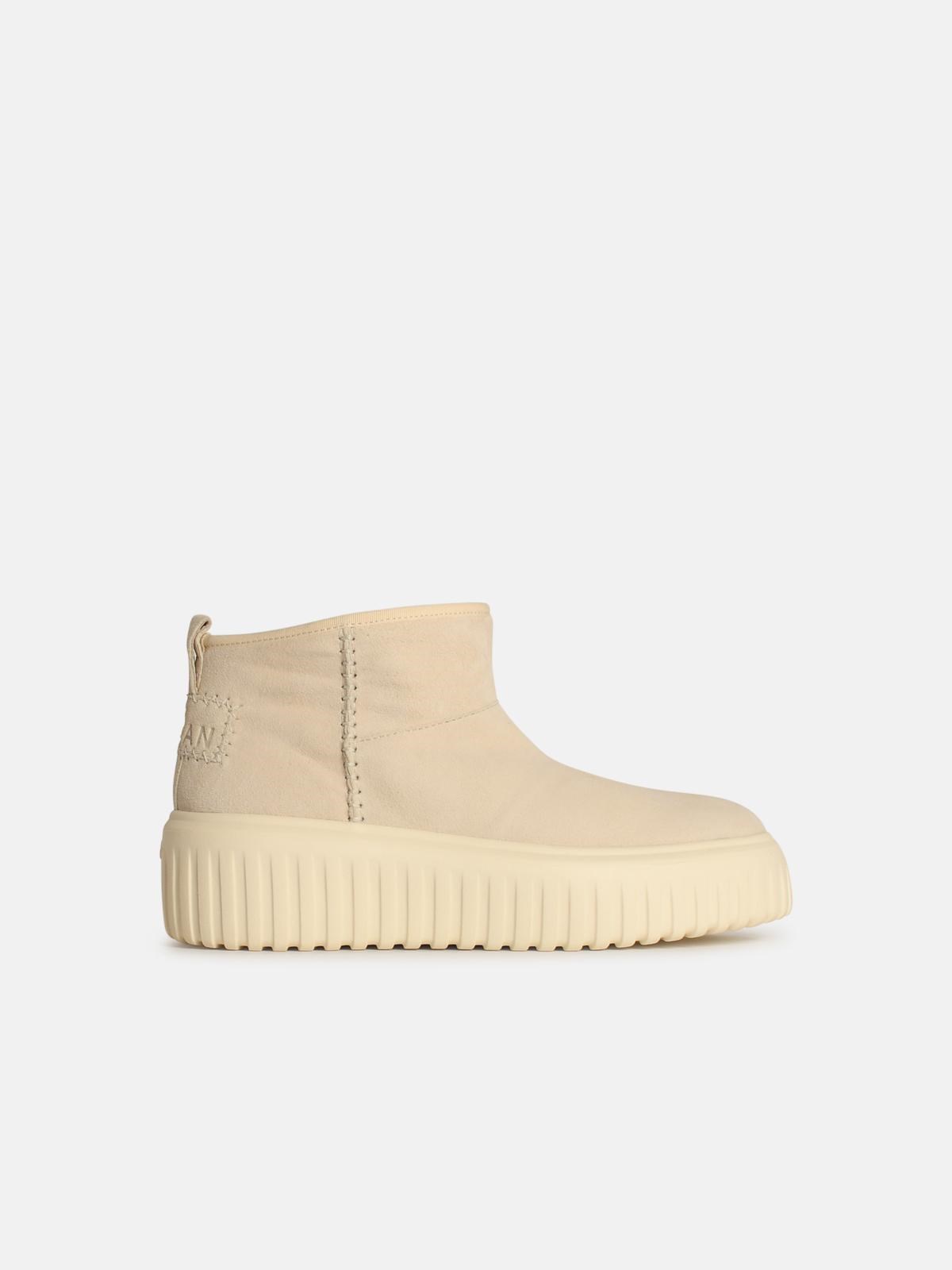 Hogan 'h645' Cream Leather Ankle Boots