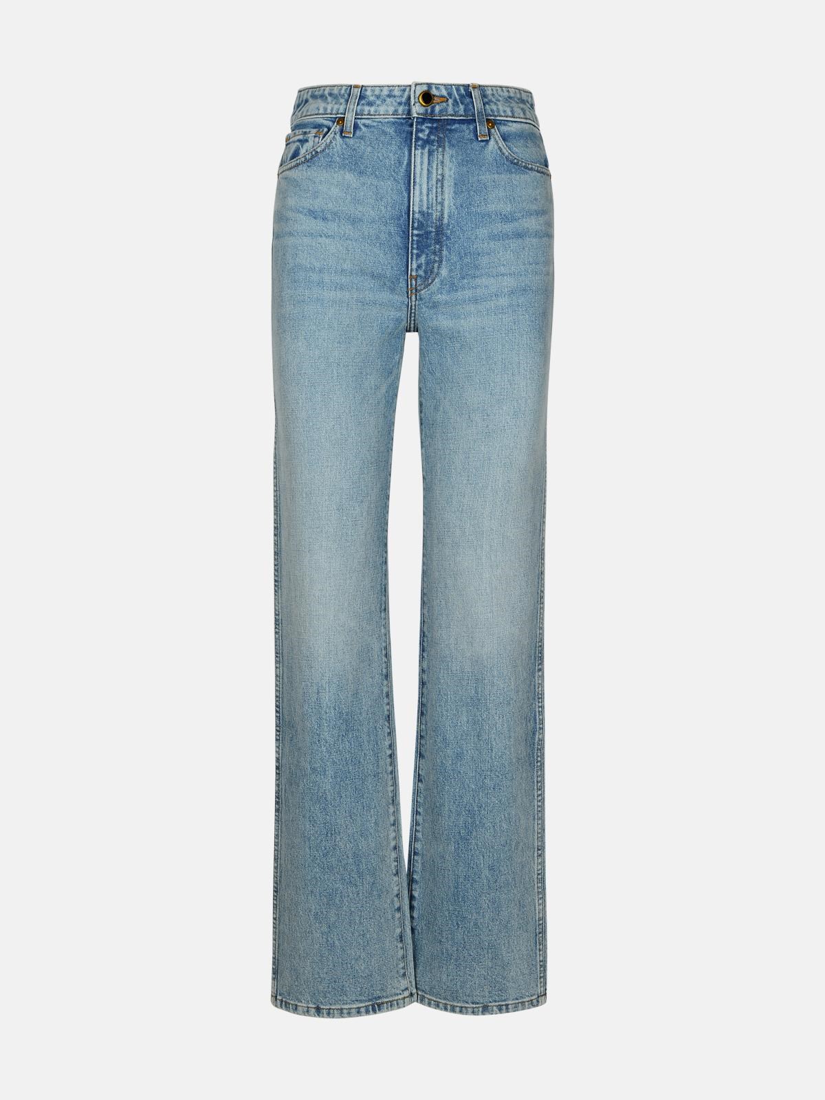 Khaite Danielle Jeans In A High Rise Cotton Blend In Light Blue