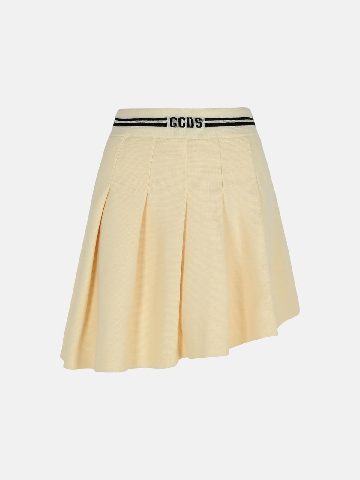 Gcds Ivory Wool Blend Skirt