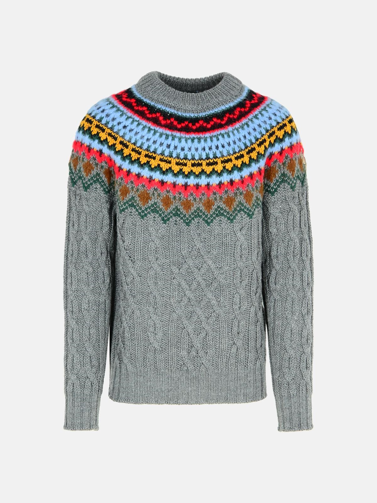 Shop Moncler Grey Virgin Wool Sweater