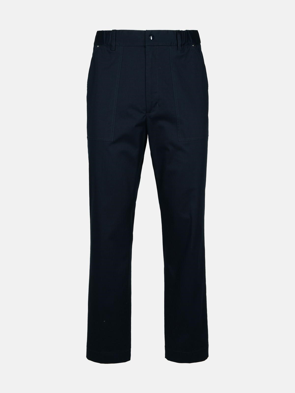 Moncler Navy Cotton Trousers In Black
