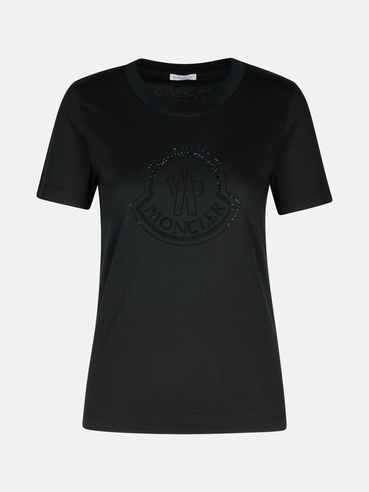 Shop Moncler Black Cotton T-shirt