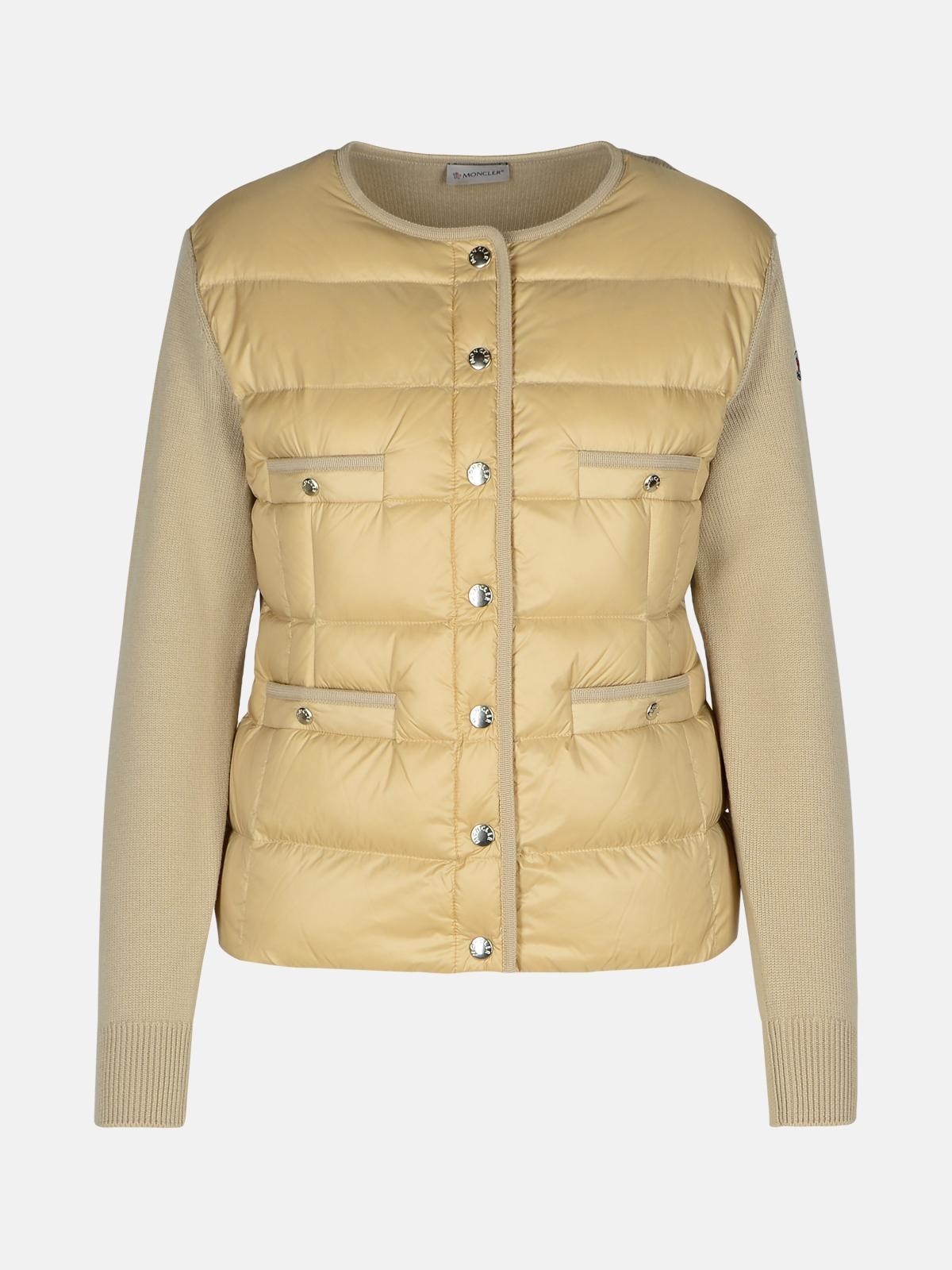 Shop Moncler Beige Nylon Blend Sweater