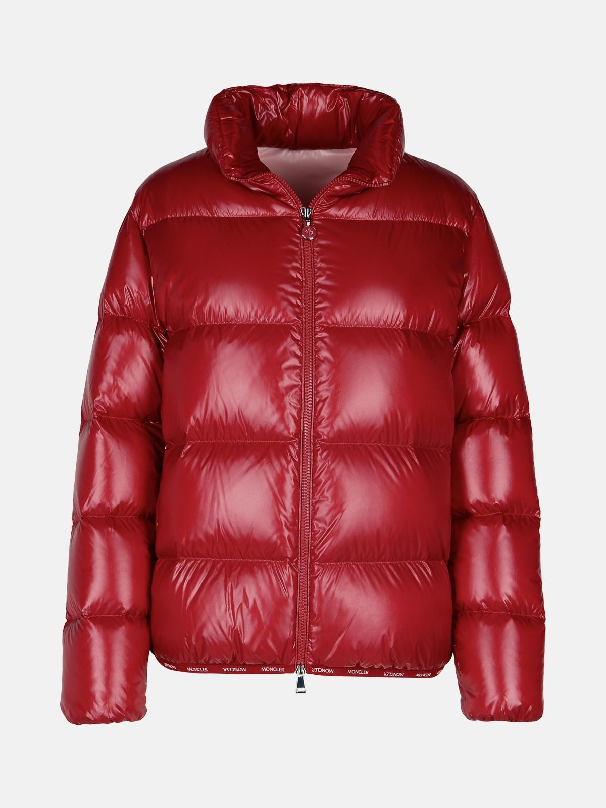 Shop Moncler 'abbadia' Red Polyester Blend Down Jacket