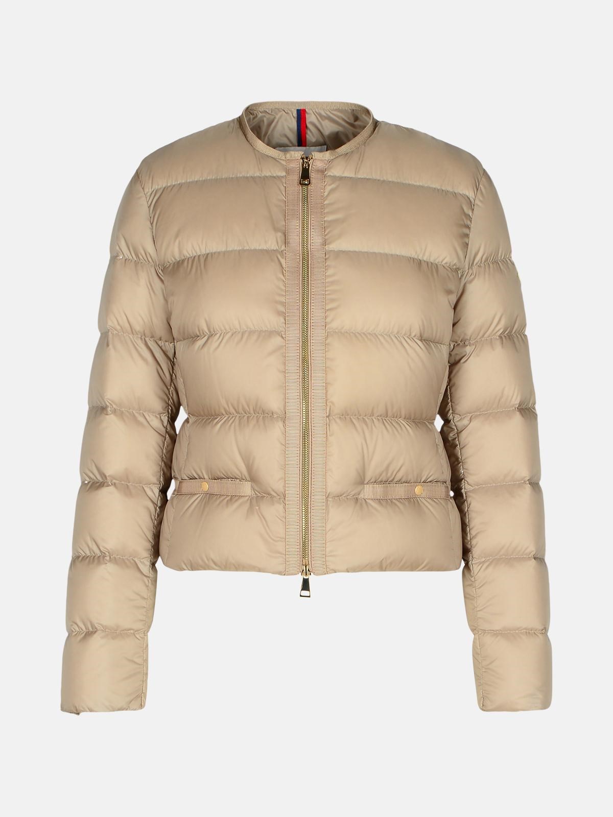 Shop Moncler 'laurine' Brown Polyamide Down Jacket In Beige