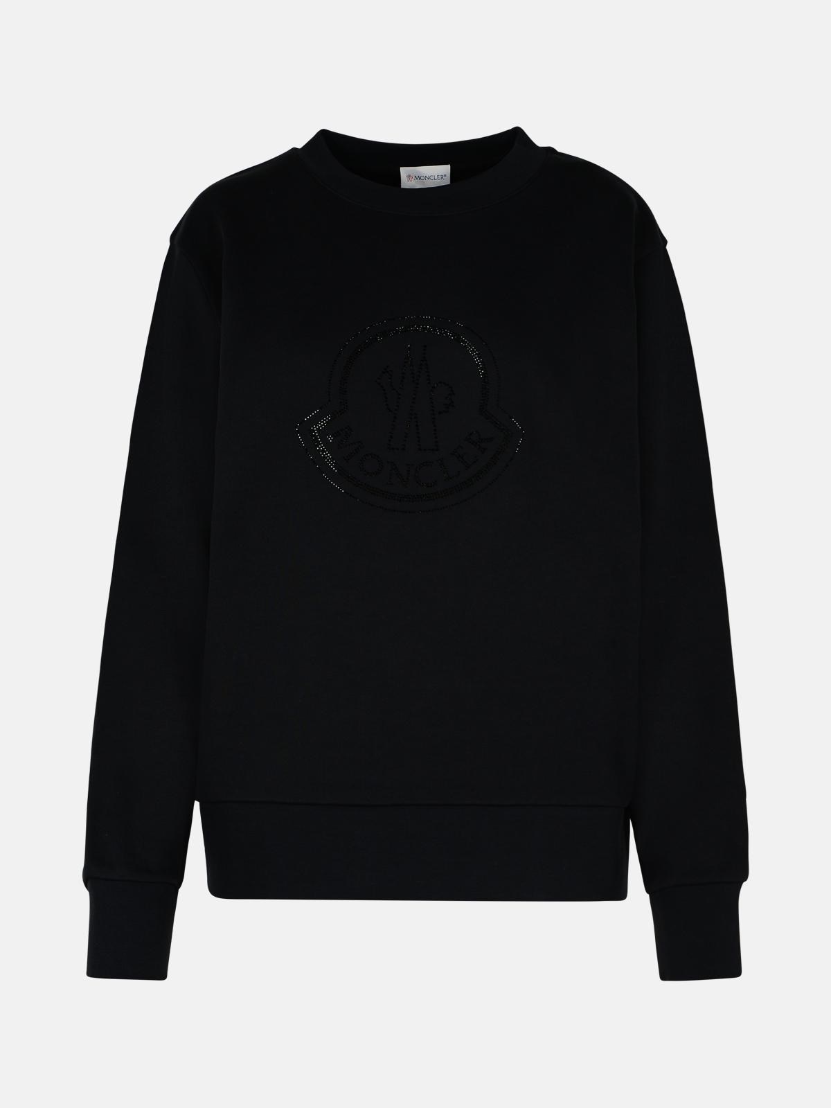 Shop Moncler Black Cotton Sweatshirt