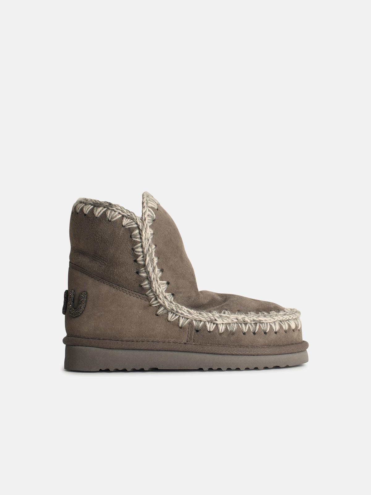 Mou Leather Snow Boots In Grey