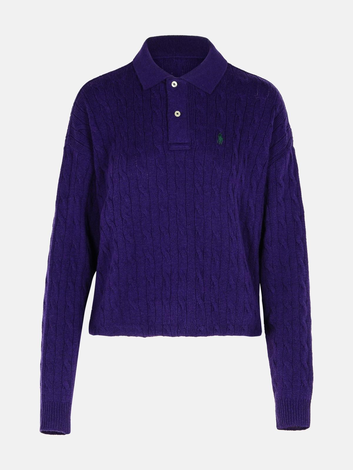 POLO RALPH LAUREN PURPLE CASHMERE BLEND POLO SHIRT 