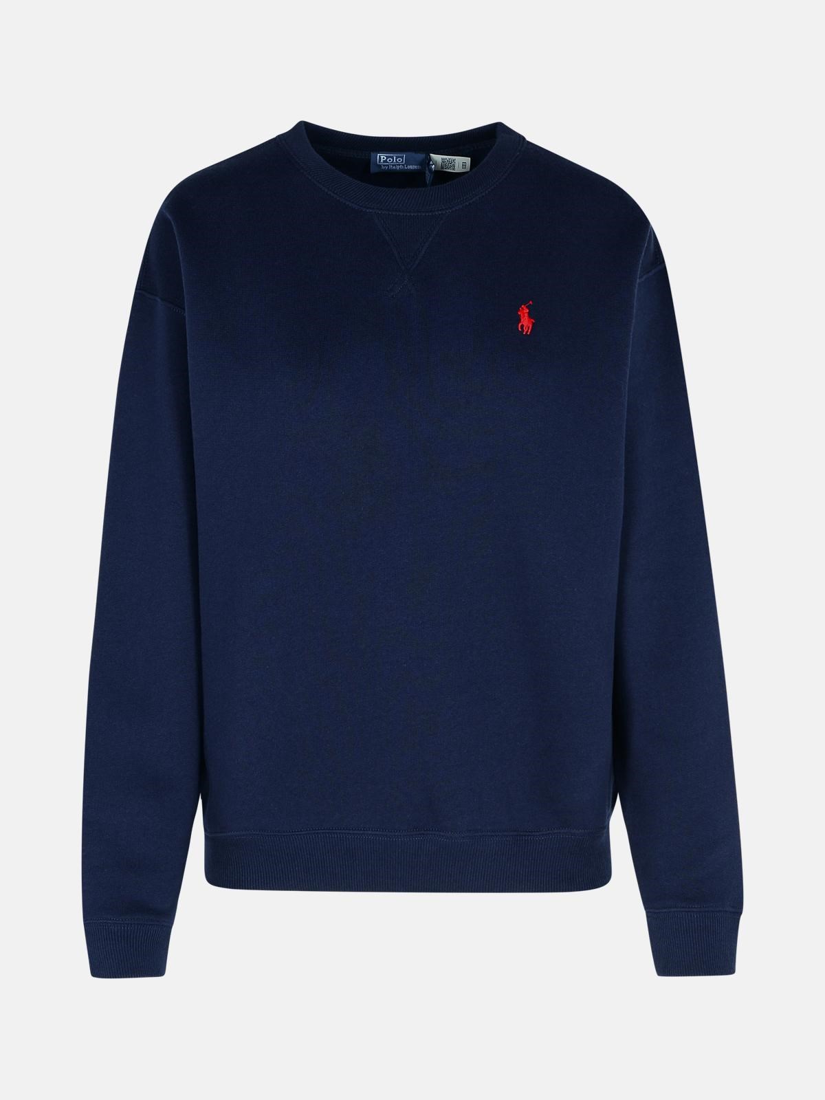 Polo Ralph Lauren Blue Cotton Blend Sweatshirt In Navy