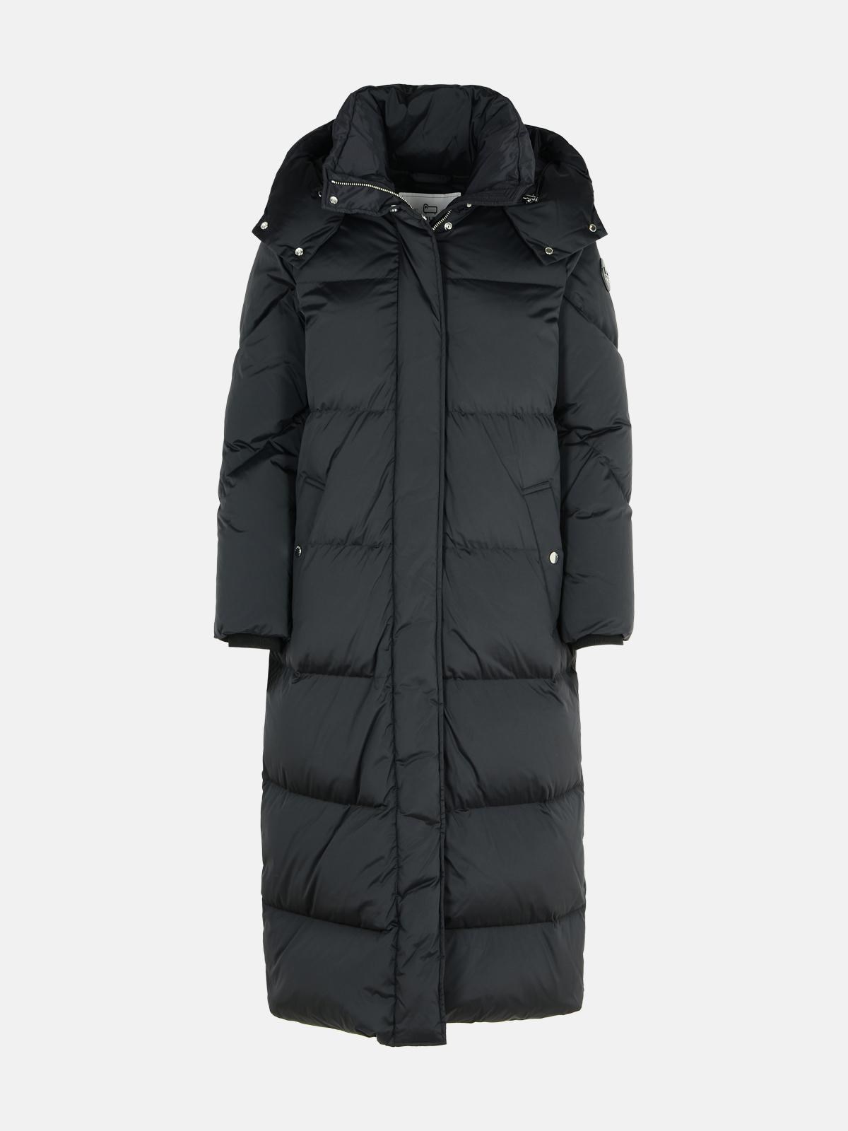 Shop Woolrich Black Nylon Aurora Long Jacket