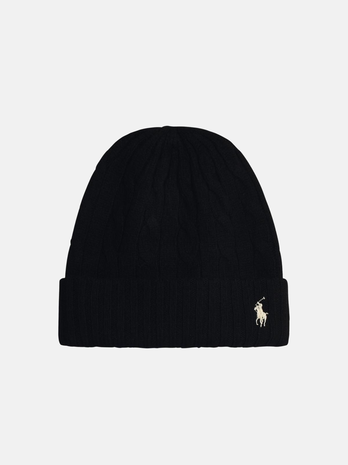 POLO RALPH LAUREN BLACK WOOL BEANIE 