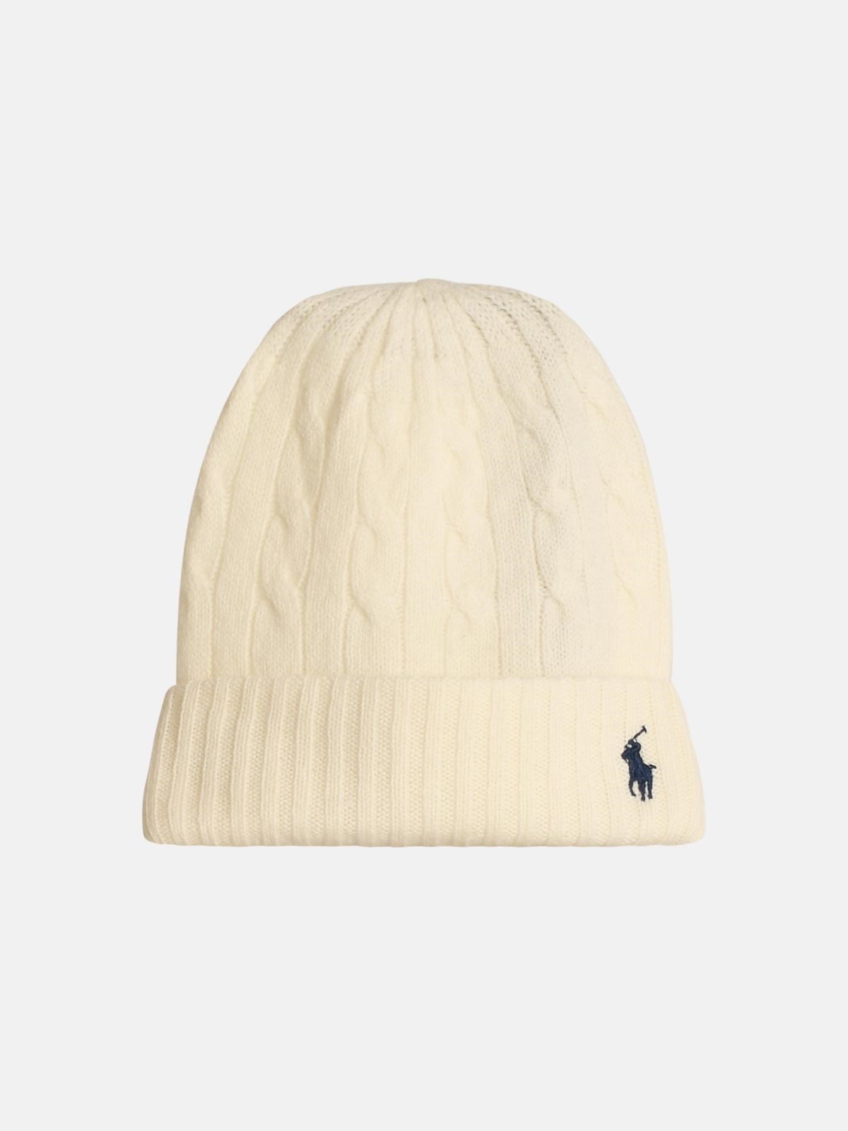 Shop Polo Ralph Lauren Cream Wool Beanie