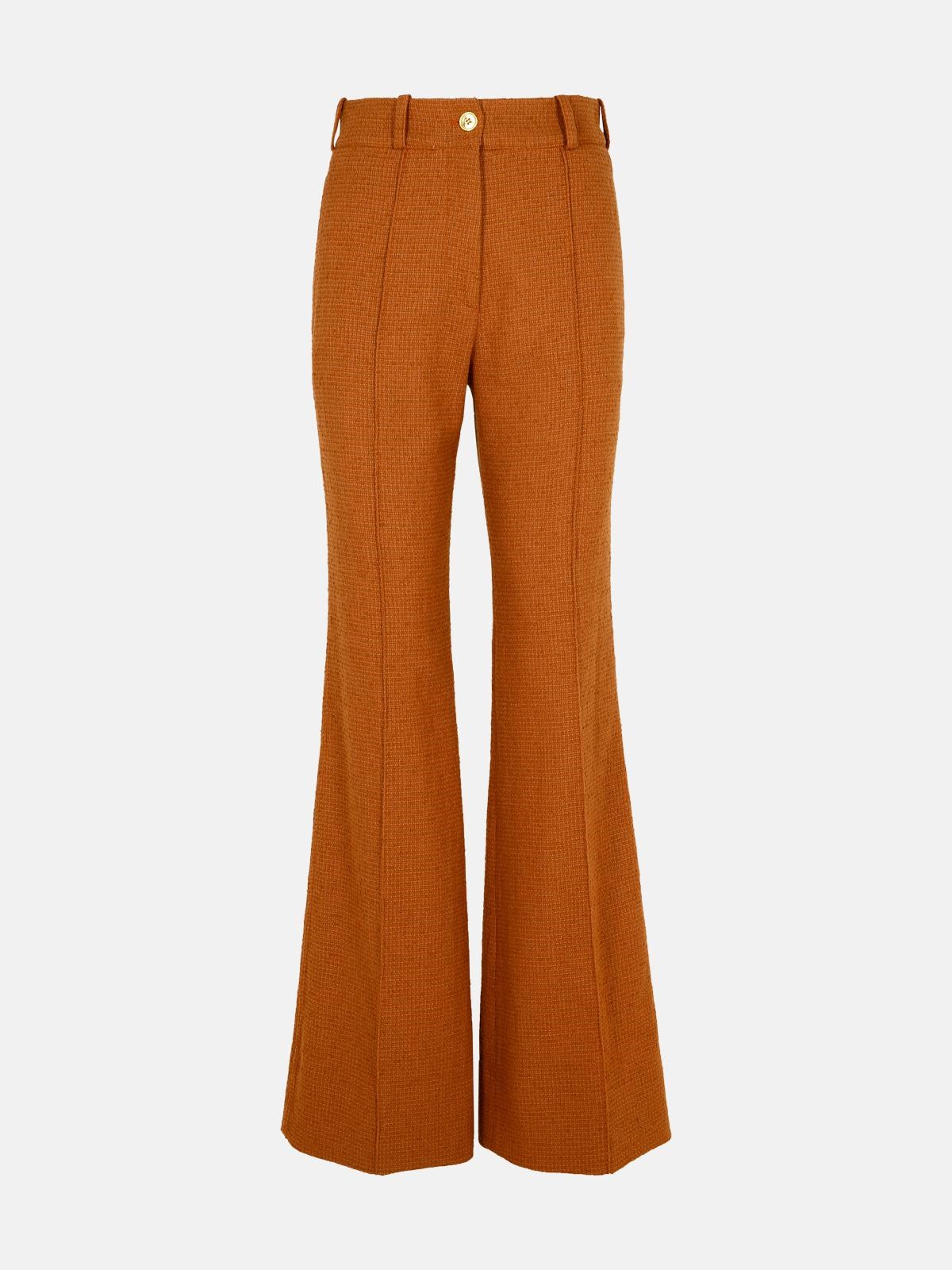PATOU Brown Wool Blend Flare Pants　PATOU ブラウン ウール ブレンド フレア パンツ PATOU