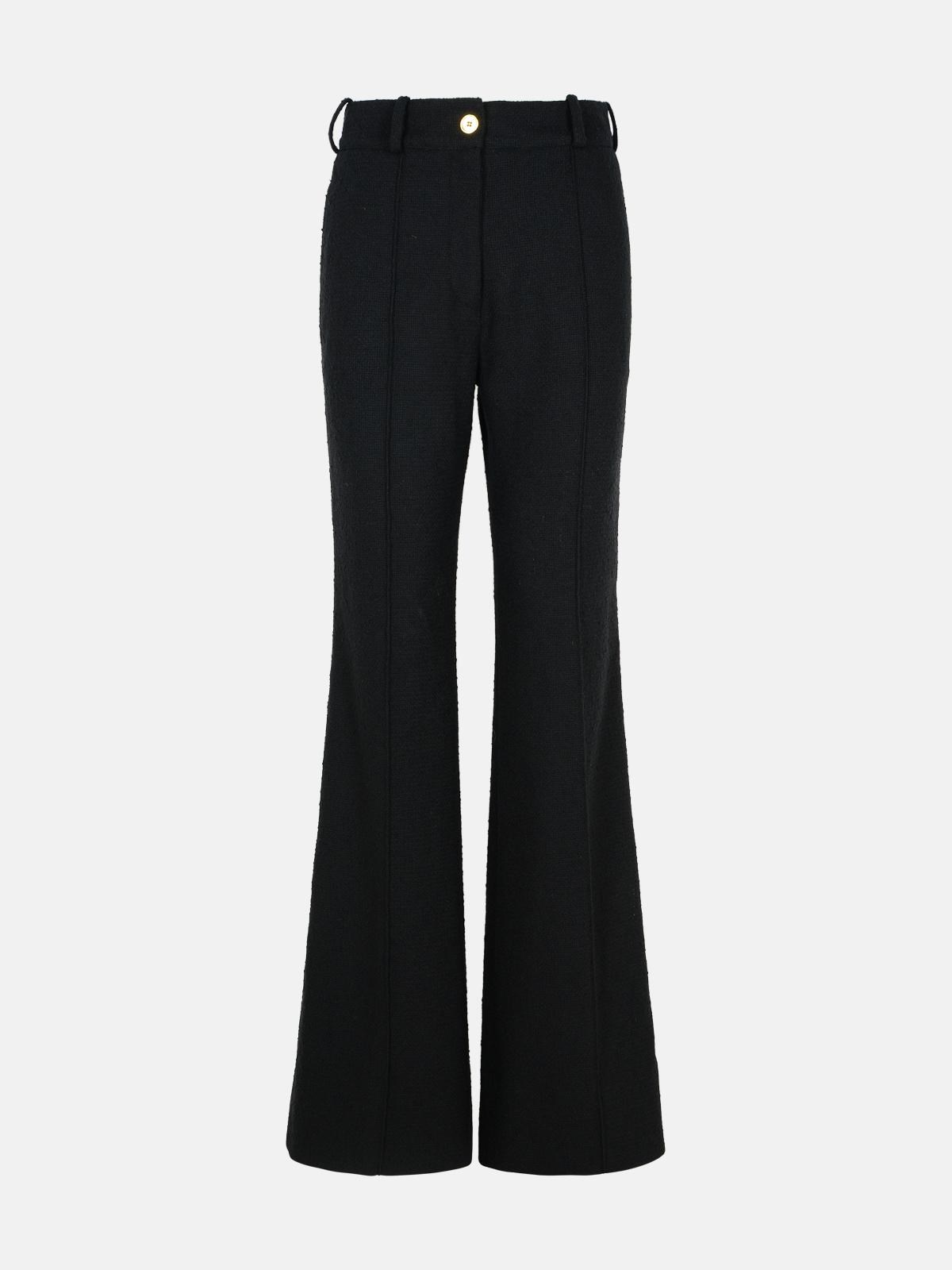 Patou Black Wool Blend Flare Pants In Black