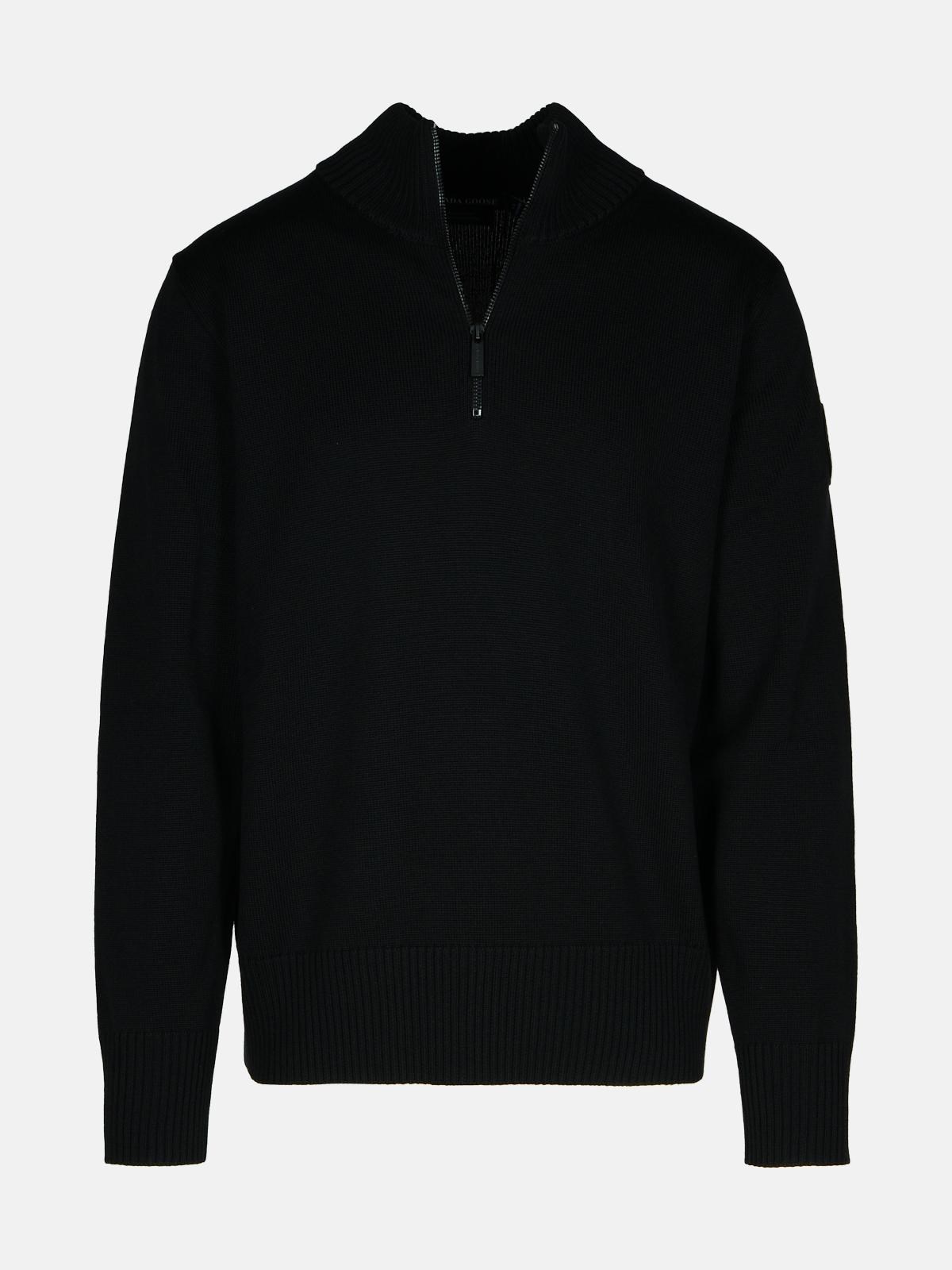 Shop Canada Goose '1/4 Zip Rosseau' Black Wool Sweatshirt