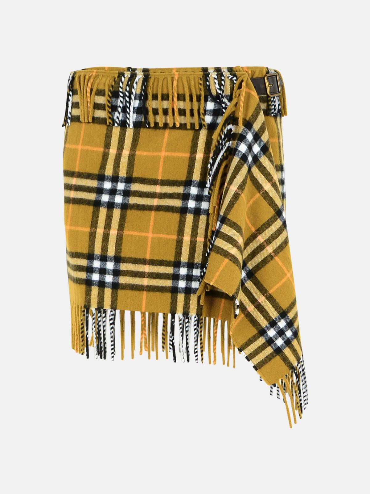 Burberry 'check' Light Green Wool Blend Miniskirt